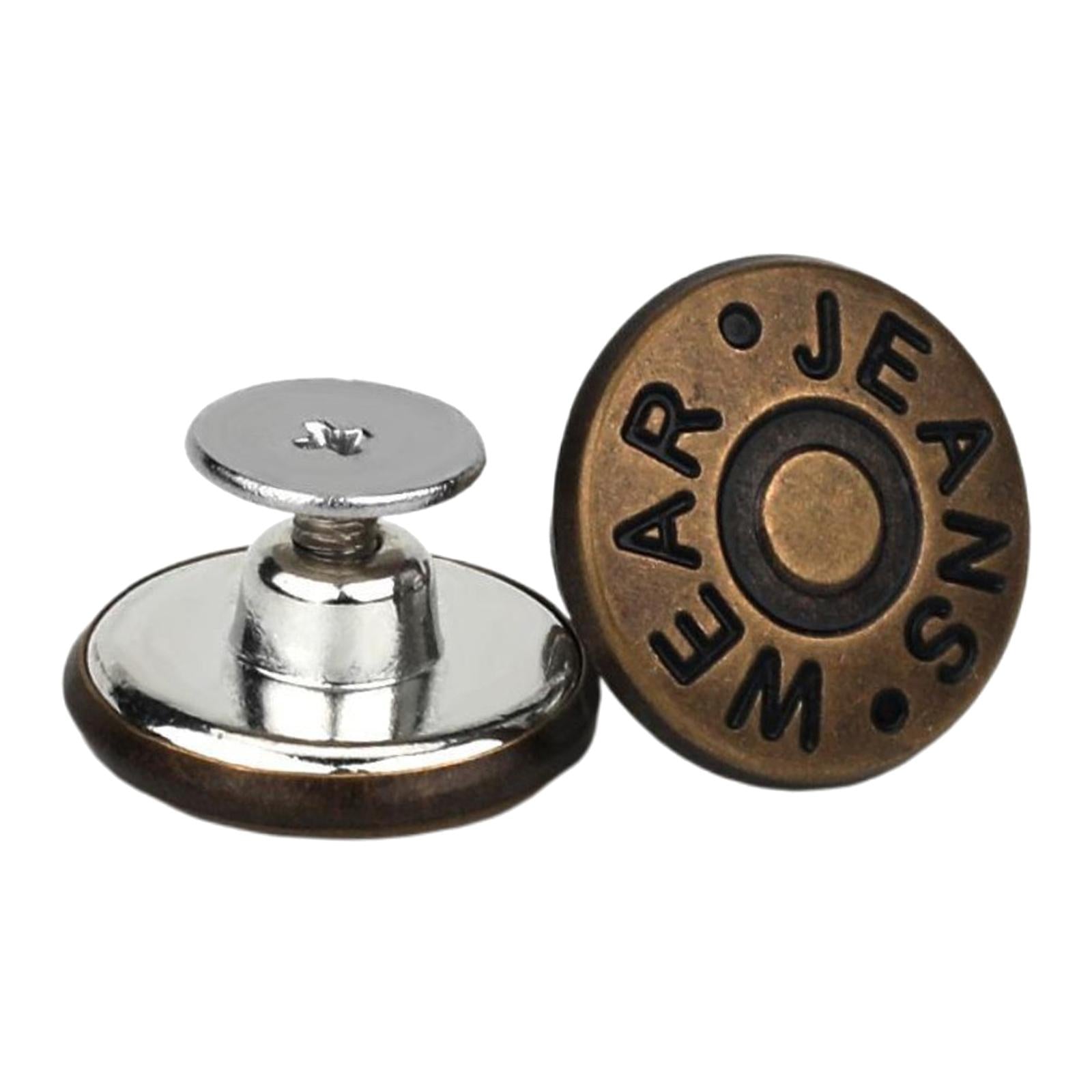 3x3PCS Detachable Jean Buttons Removable Reduce Waist Size for Cowboy Clothing Bronze English
