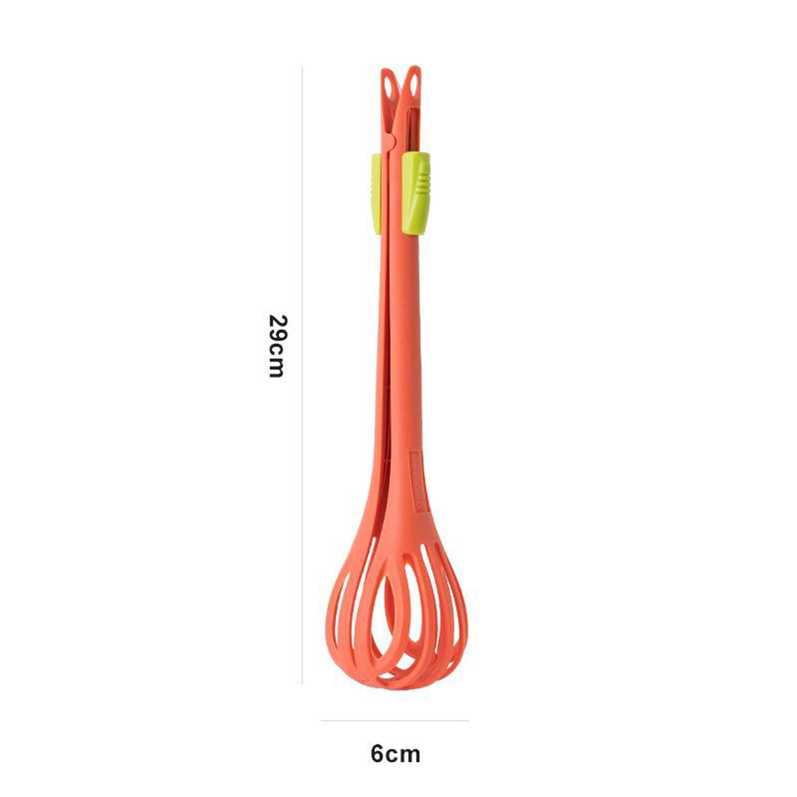 2xEgg Beater 2-in-1 Food Tong Holder Cooking Frother Kitchen Tool Orange