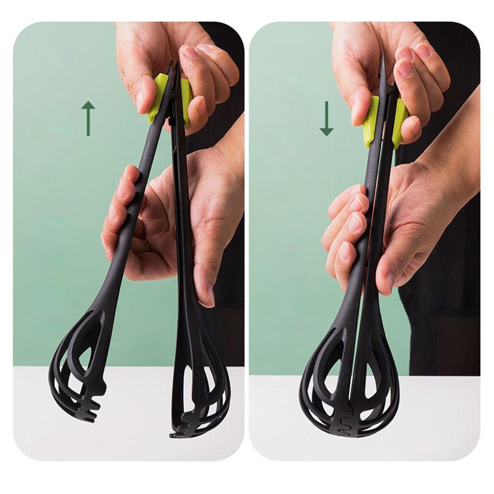 2xEgg Beater 2-in-1 Food Tong Holder Cooking Frother Kitchen Tool Orange