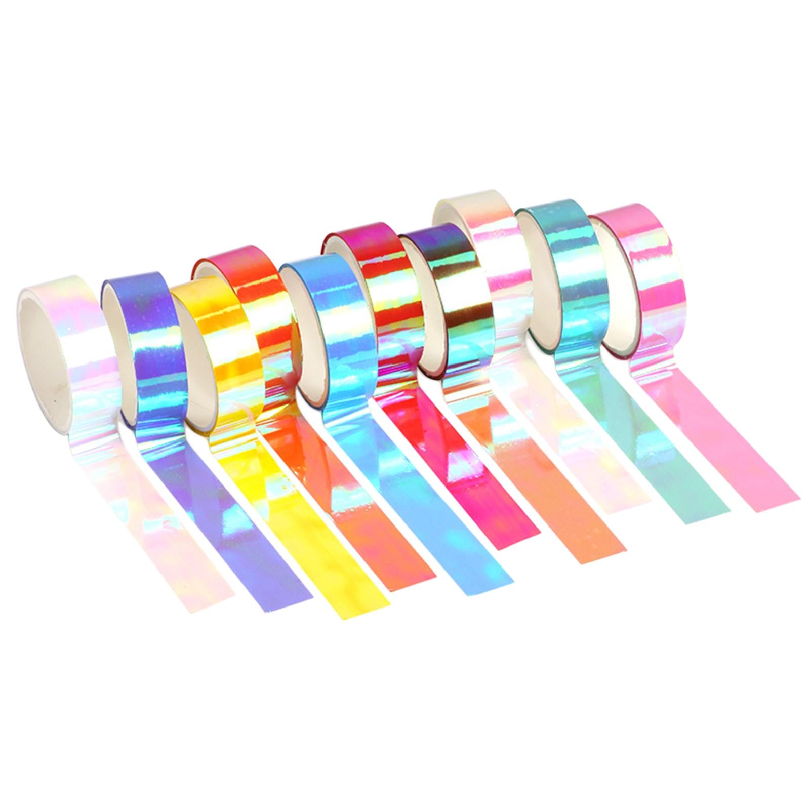 2x10Pc Holographic Washi Masking Tape Rainbow Sticky Adhesive for Scrapbooking