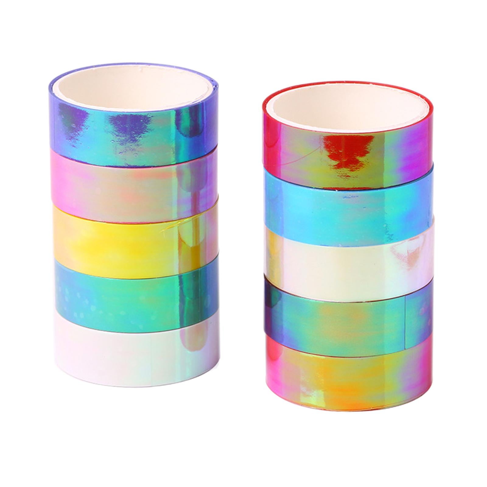 3x10Pc Holographic Washi Masking Tape Rainbow Sticky Adhesive for Scrapbooking