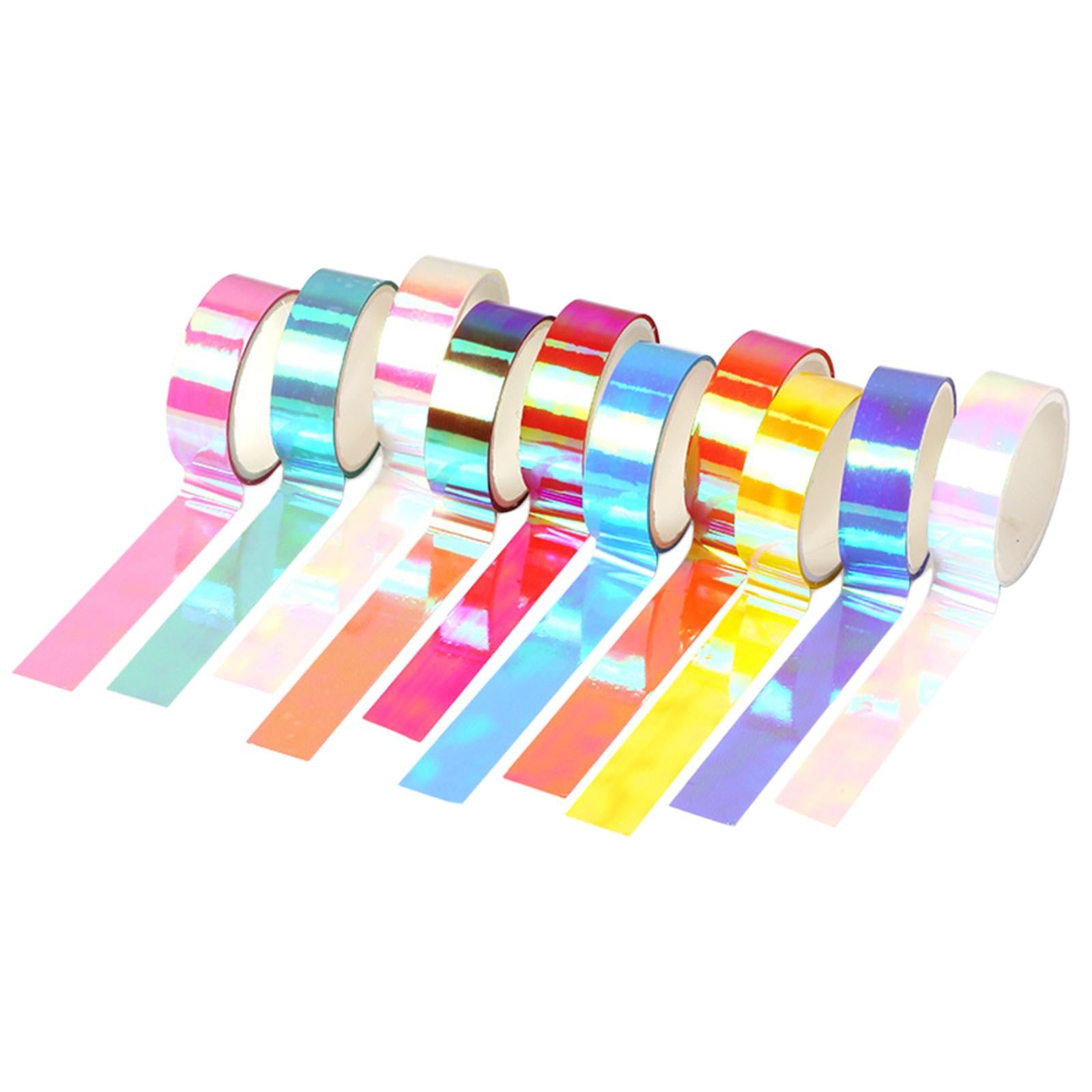3x10Pc Holographic Washi Masking Tape Rainbow Sticky Adhesive for Scrapbooking