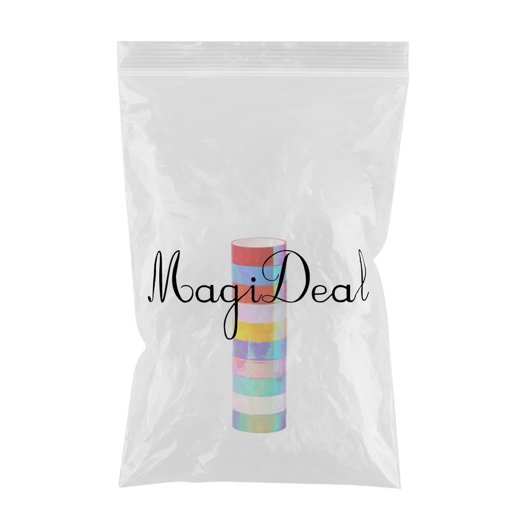 3x10Pc Holographic Washi Masking Tape Rainbow Sticky Adhesive for Scrapbooking