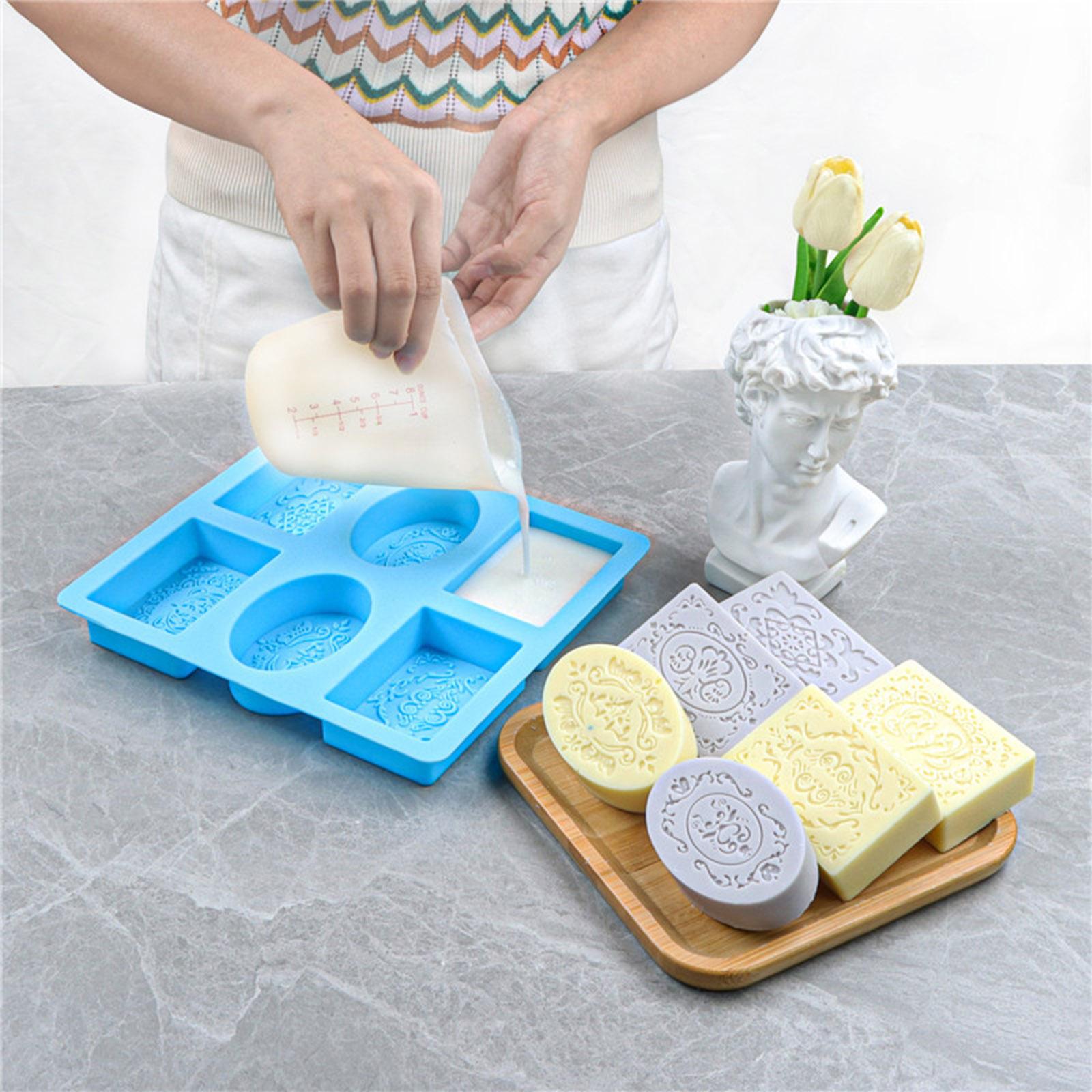 Cake Mould Tray 6 Cavity Soap Bar Silicone Mold Candle Making For Pudding