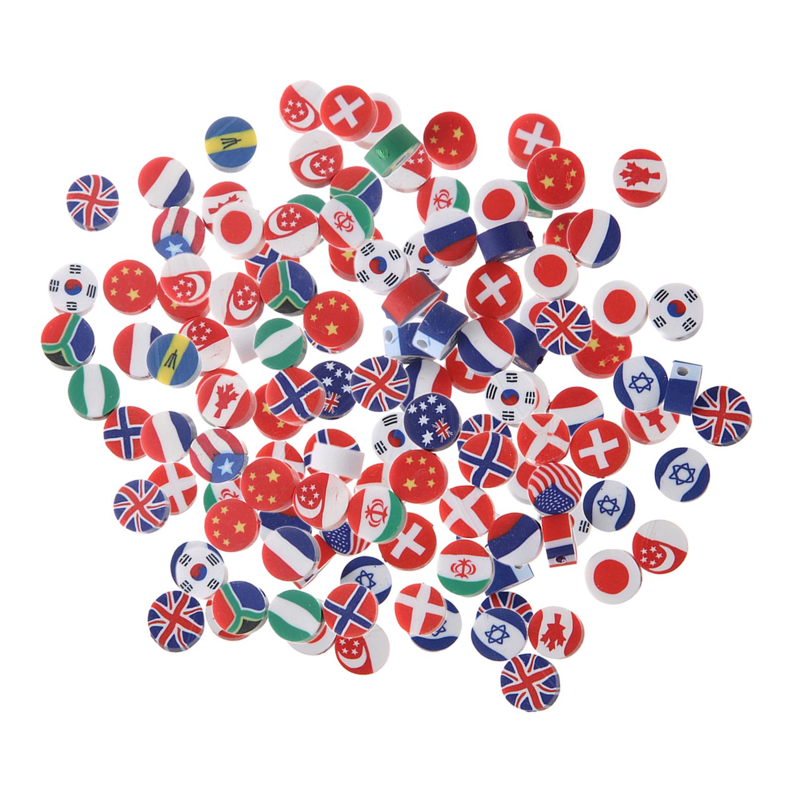 Clay National Flag Beads Flat Polymer Clay Beads Kit Handmade Color Mixed