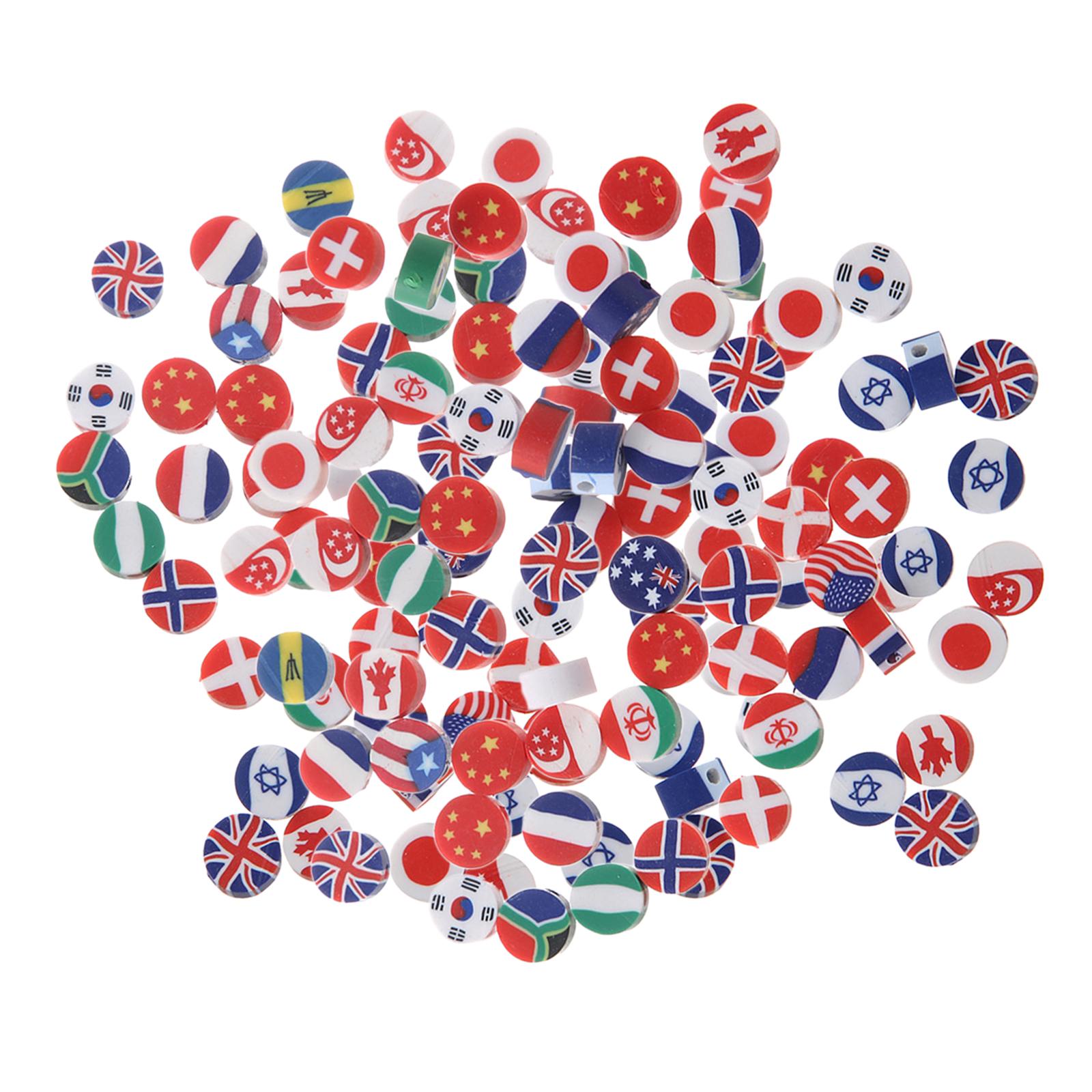 Clay National Flag Beads Flat Polymer Clay Beads Kit Handmade Color Mixed