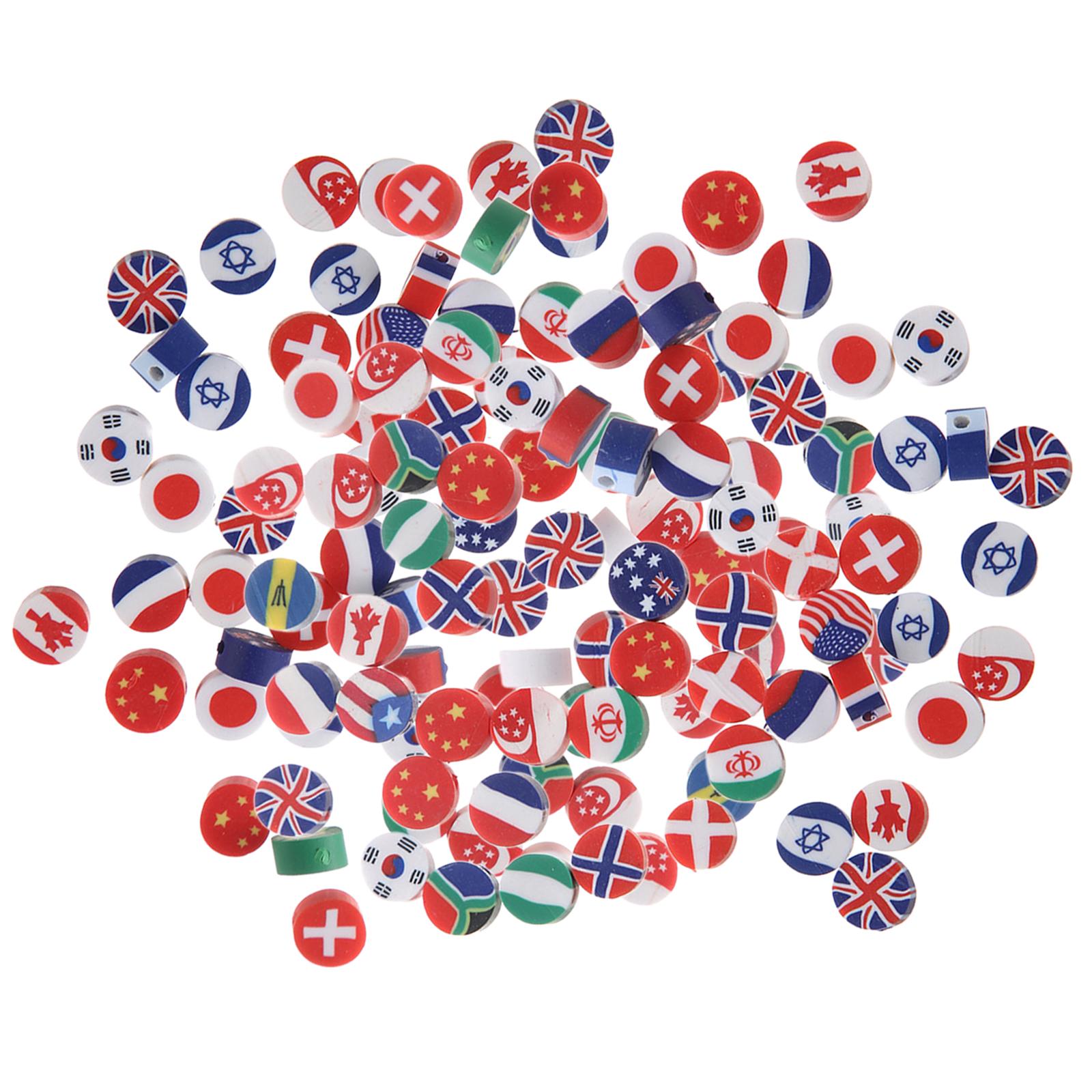 Clay National Flag Beads Flat Polymer Clay Beads Kit Handmade Color Mixed