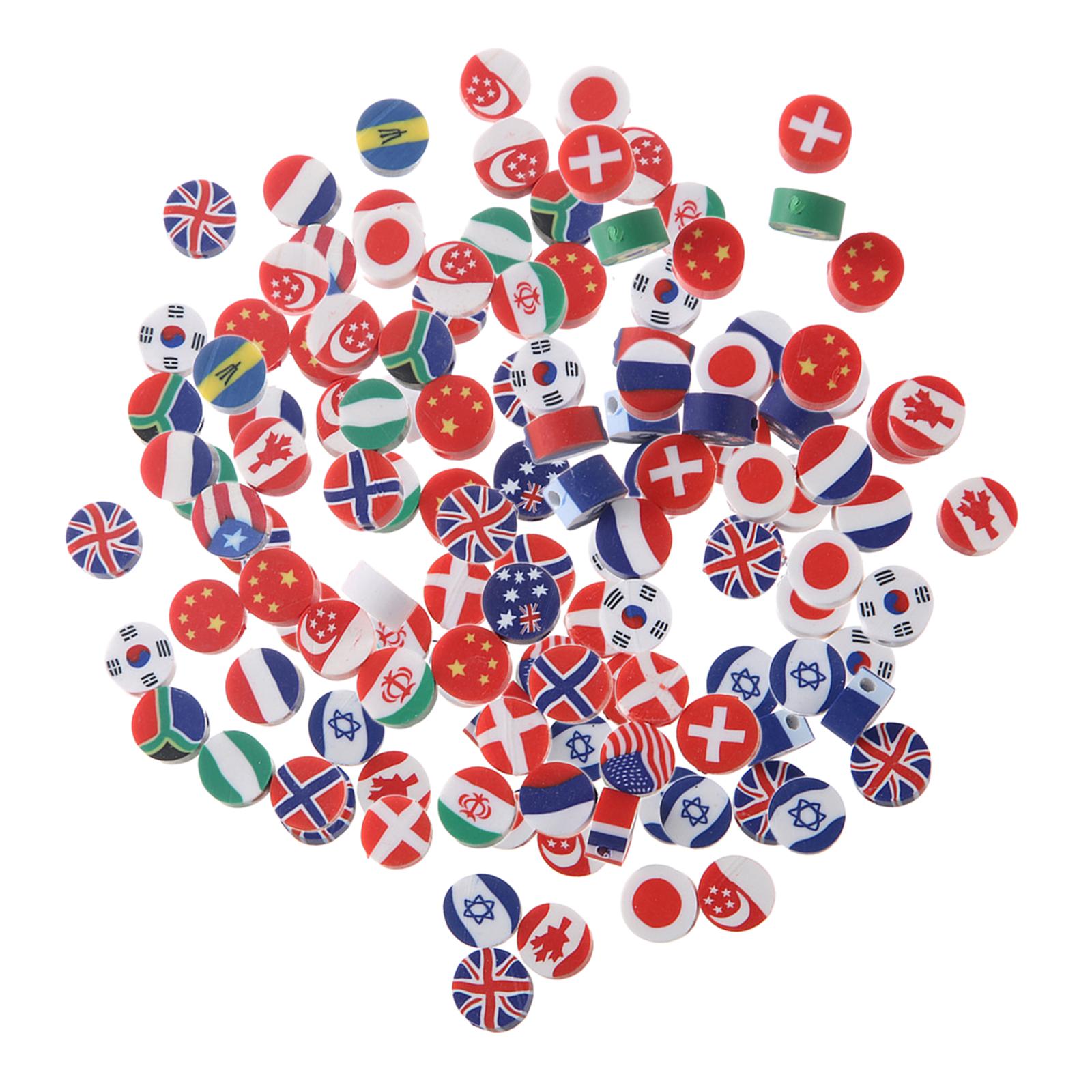 Clay National Flag Beads Flat Polymer Clay Beads Kit Handmade Color Mixed