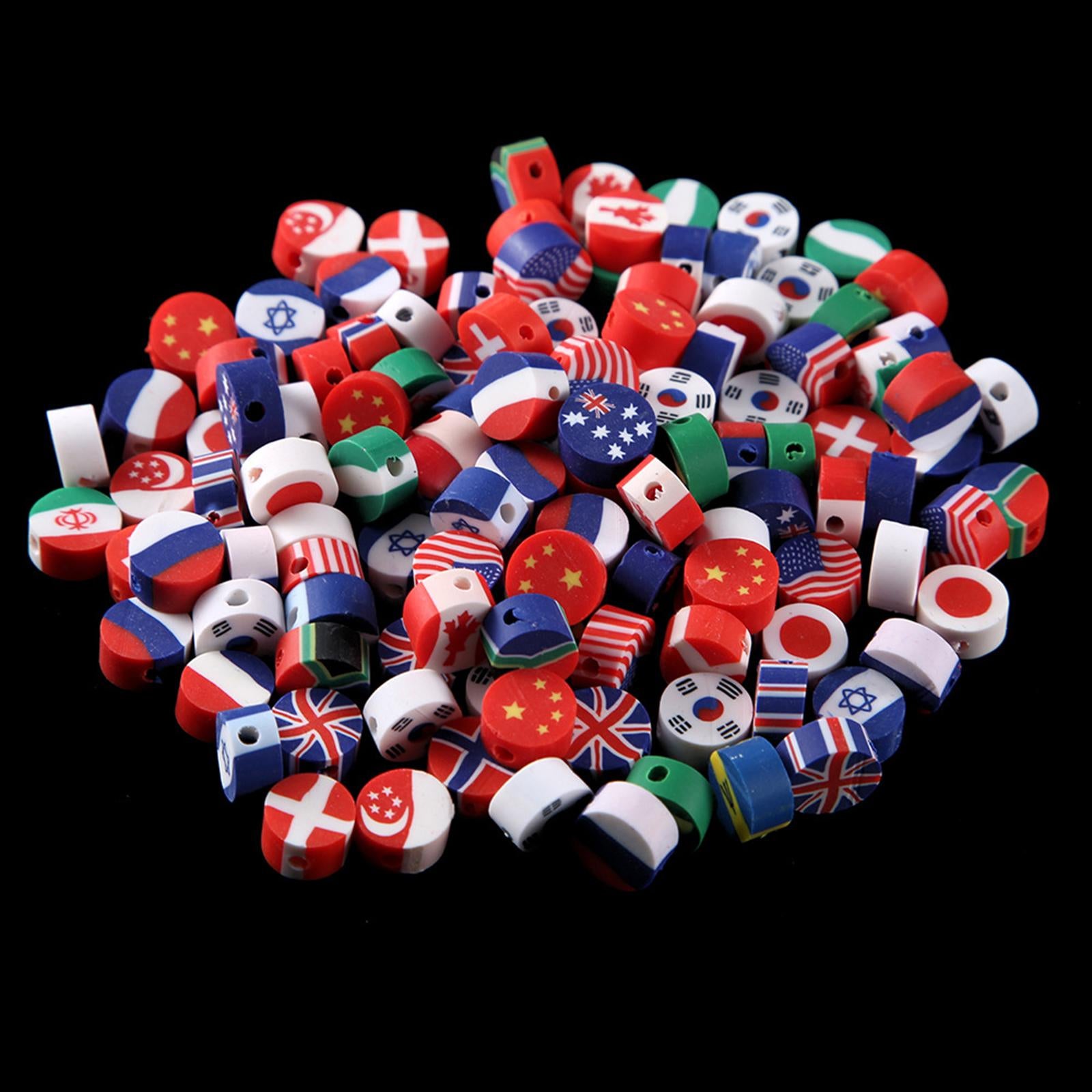 Clay National Flag Beads Flat Polymer Clay Beads Kit Handmade Color Mixed