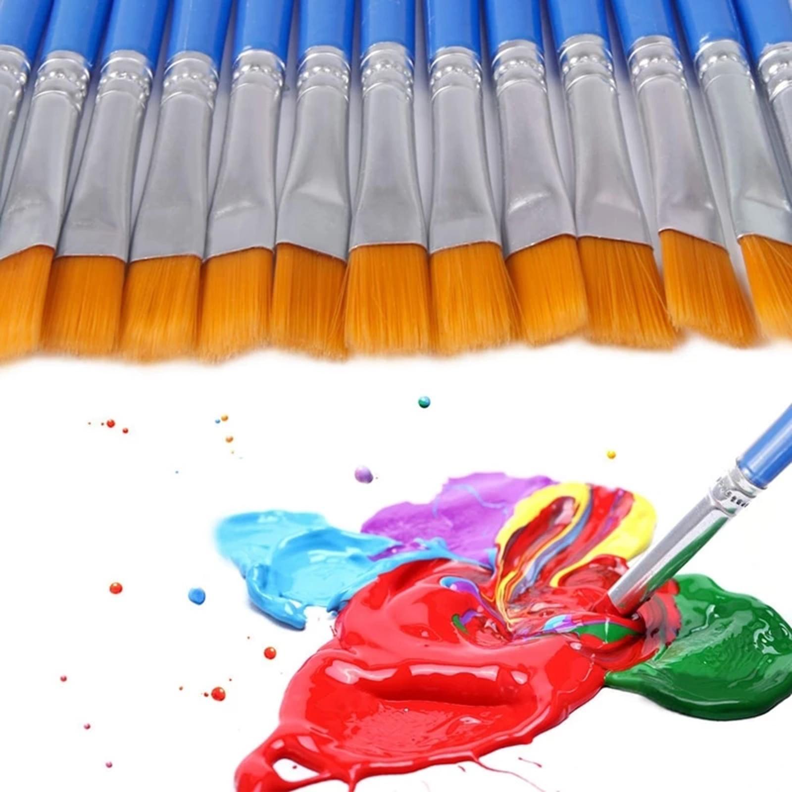 Artist Paint Brush Set For Acrylic Painting Oil Watercolor Paint Supplies Flat Tip