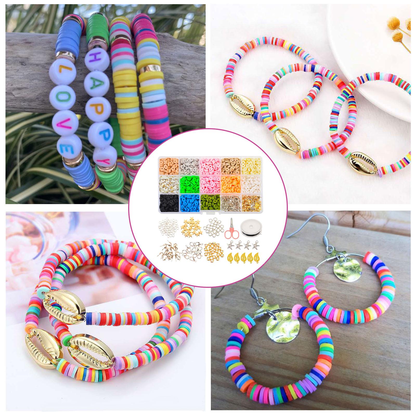 Clay Beads Jewelry Making Kit Necklace Multicolor Scissors Organizer Box