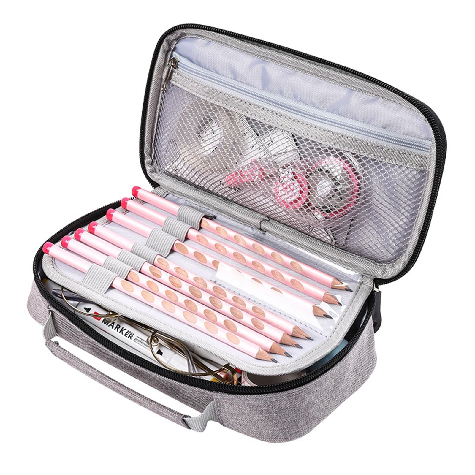 Canvas Pencil Case Pen Bag Stationery Box for Students School Grey