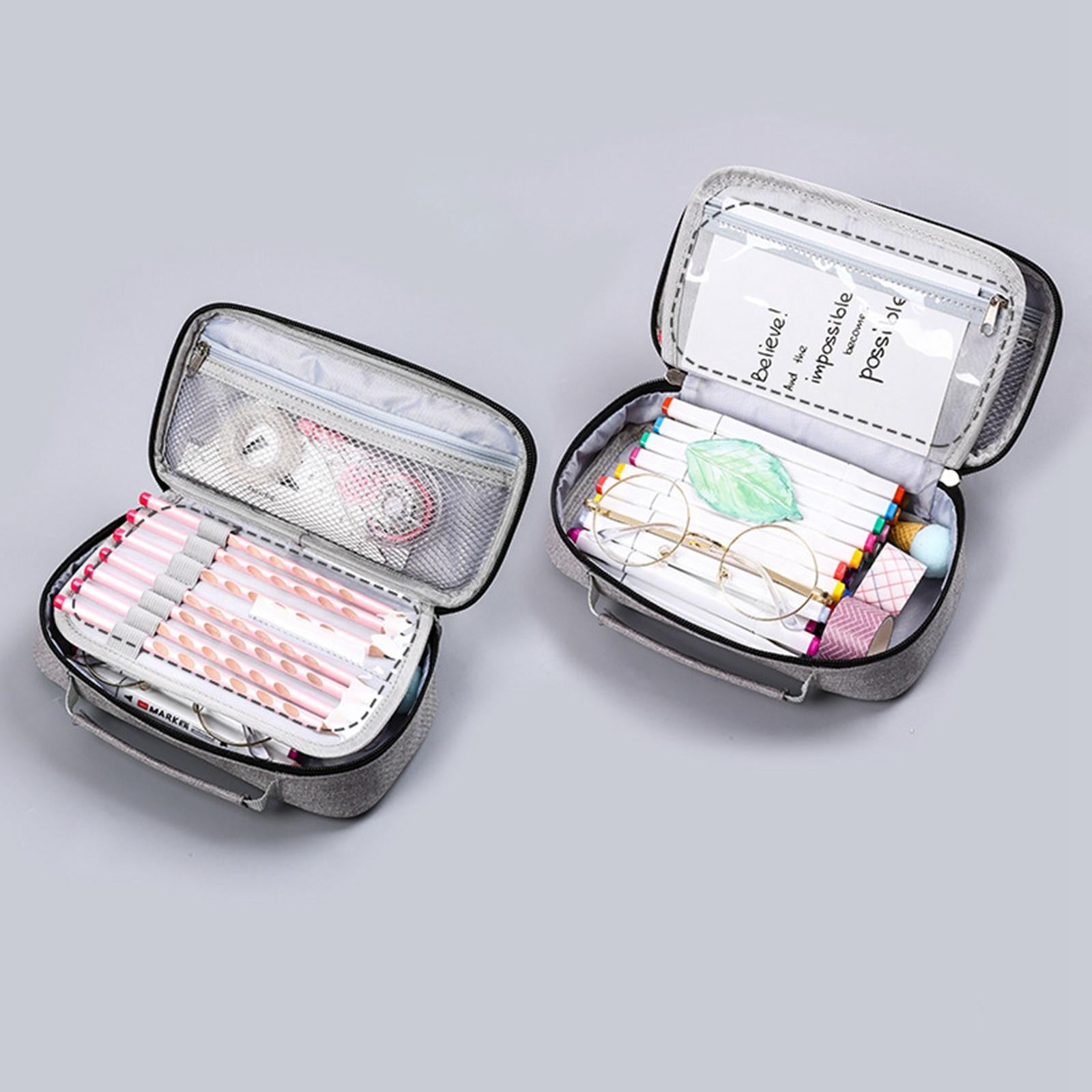 Canvas Pencil Case Pen Bag Stationery Box for Students School Grey