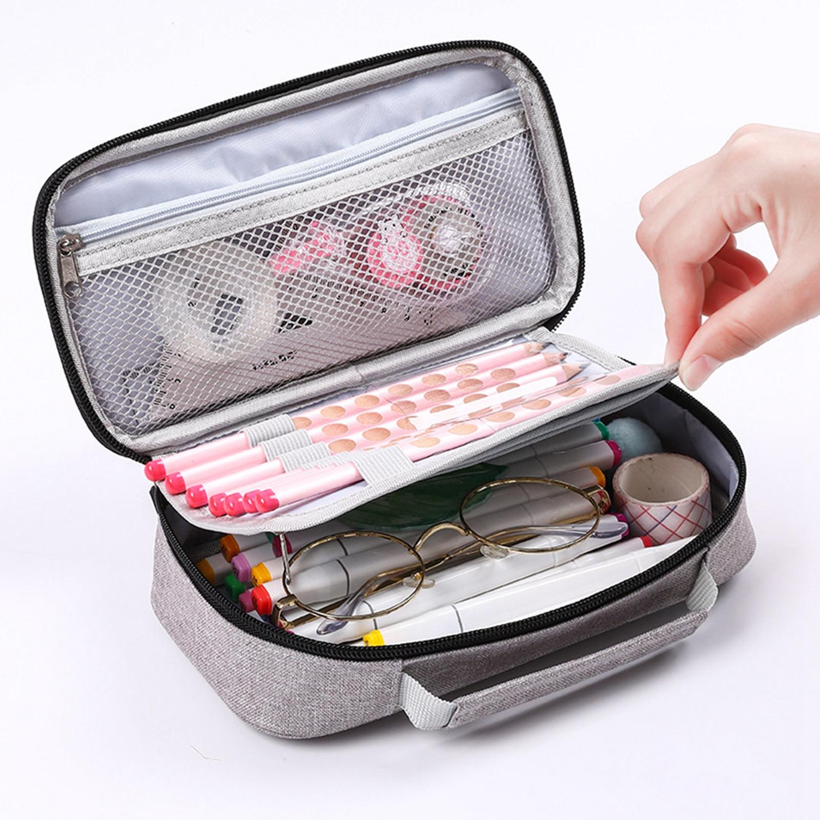 Canvas Pencil Case Pen Bag Stationery Box for Students School Grey
