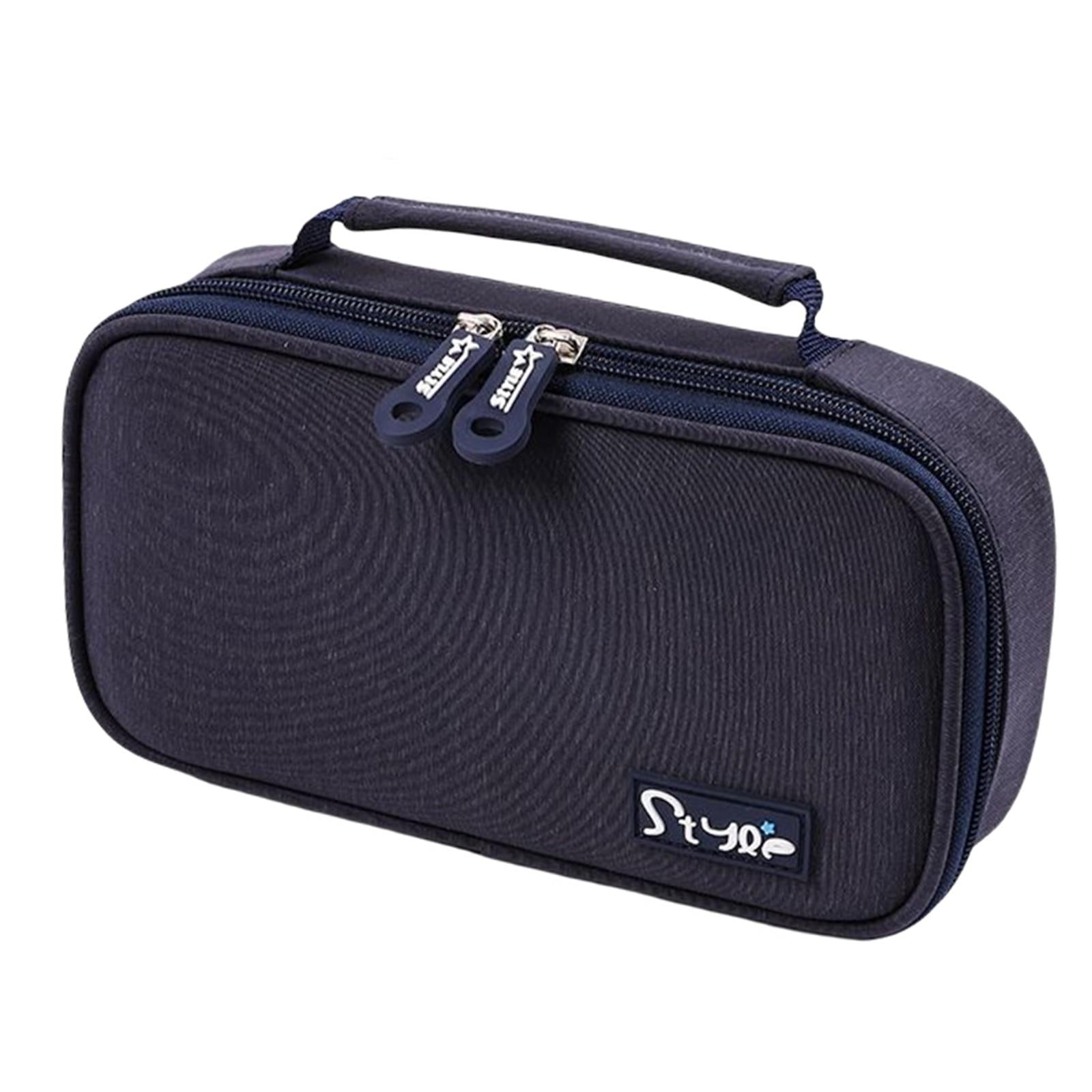 Canvas Pencil Case Pen Bag Stationery Box for Students School Navy Blue