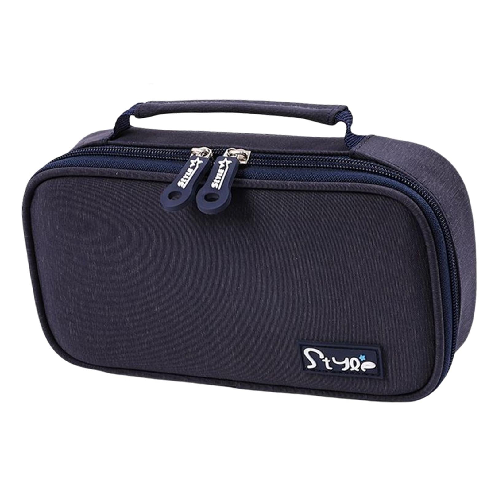 Canvas Pencil Case Pen Bag Stationery Box for Students School Navy Blue