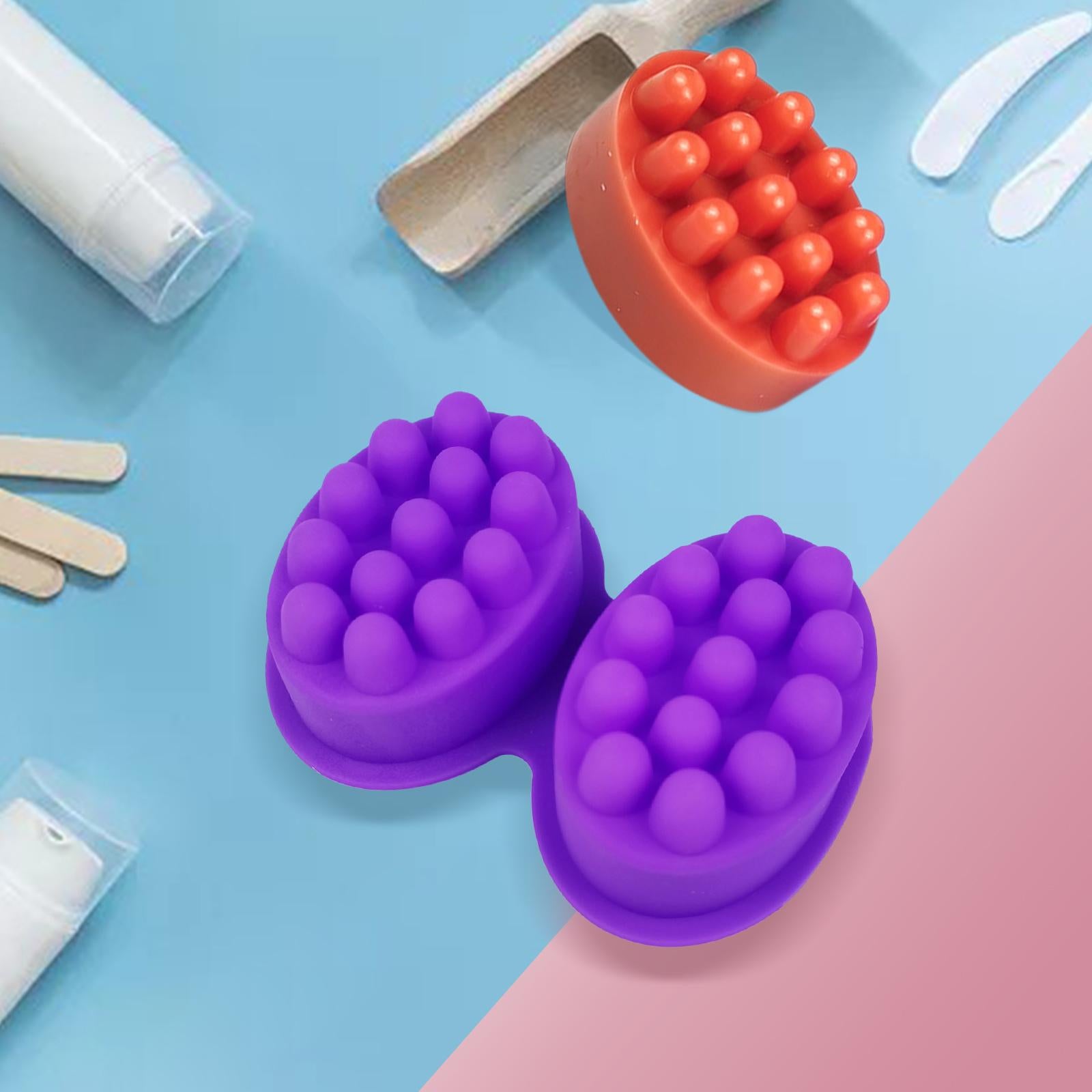 2xEllipse Silicone Massage Bar Soap Mold 2 Cavities Nonstick Durable