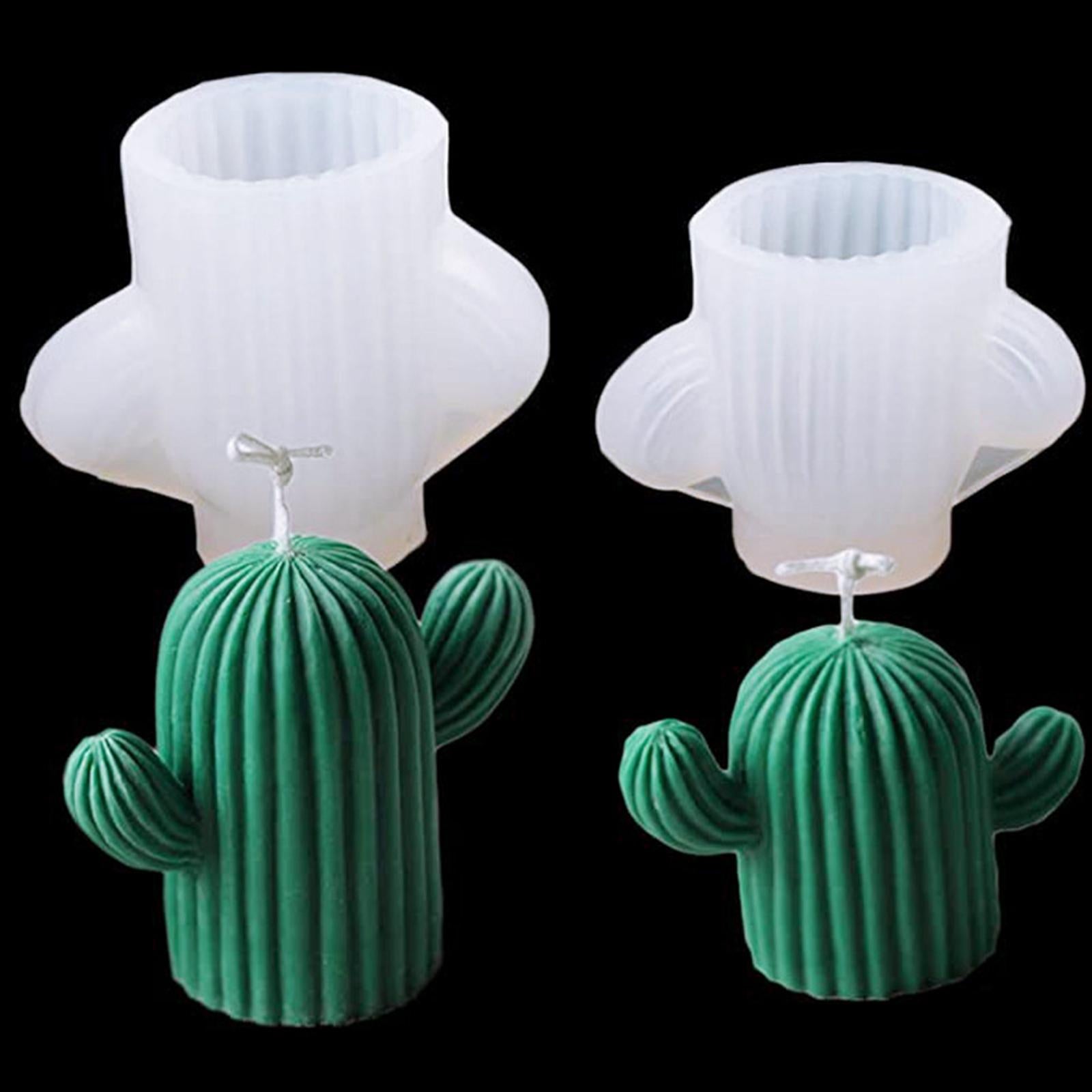 4x3D Cactus Statue Mold Silicone Clay Candles Soap Ornament Casting DIY Decor