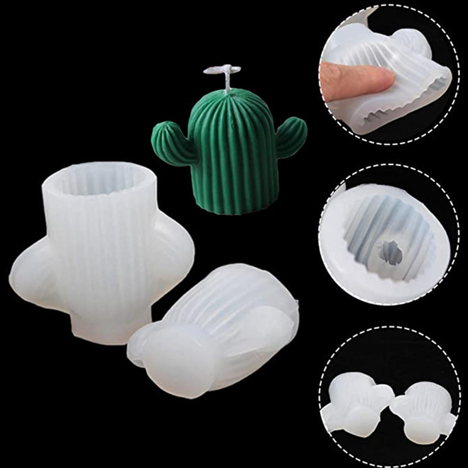 5x3D Cactus Statue Mold Silicone Clay Candles Soap Ornament Casting DIY Decor