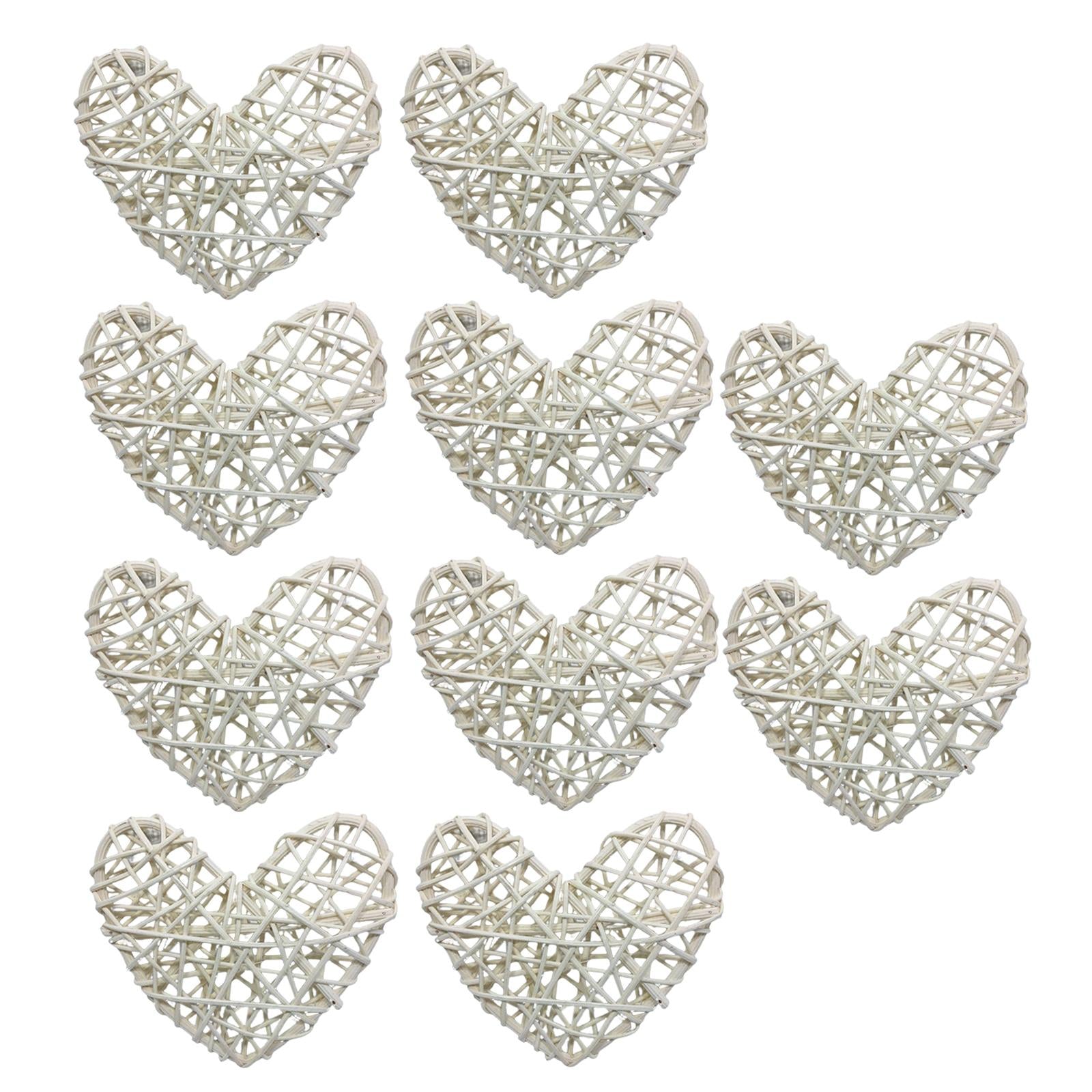 2x10Pcs Heart Pendant Ornament Festival Decorative Rattan Xmas Tree Hanging