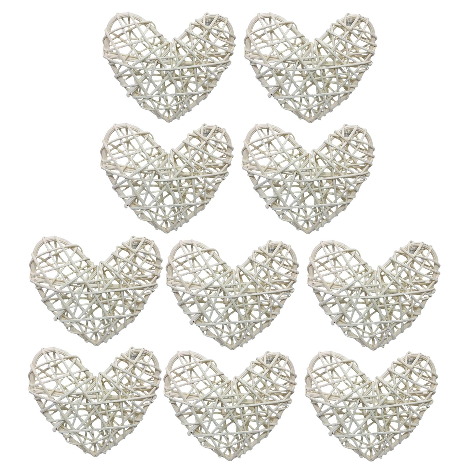 2x10Pcs Heart Pendant Ornament Festival Decorative Rattan Xmas Tree Hanging