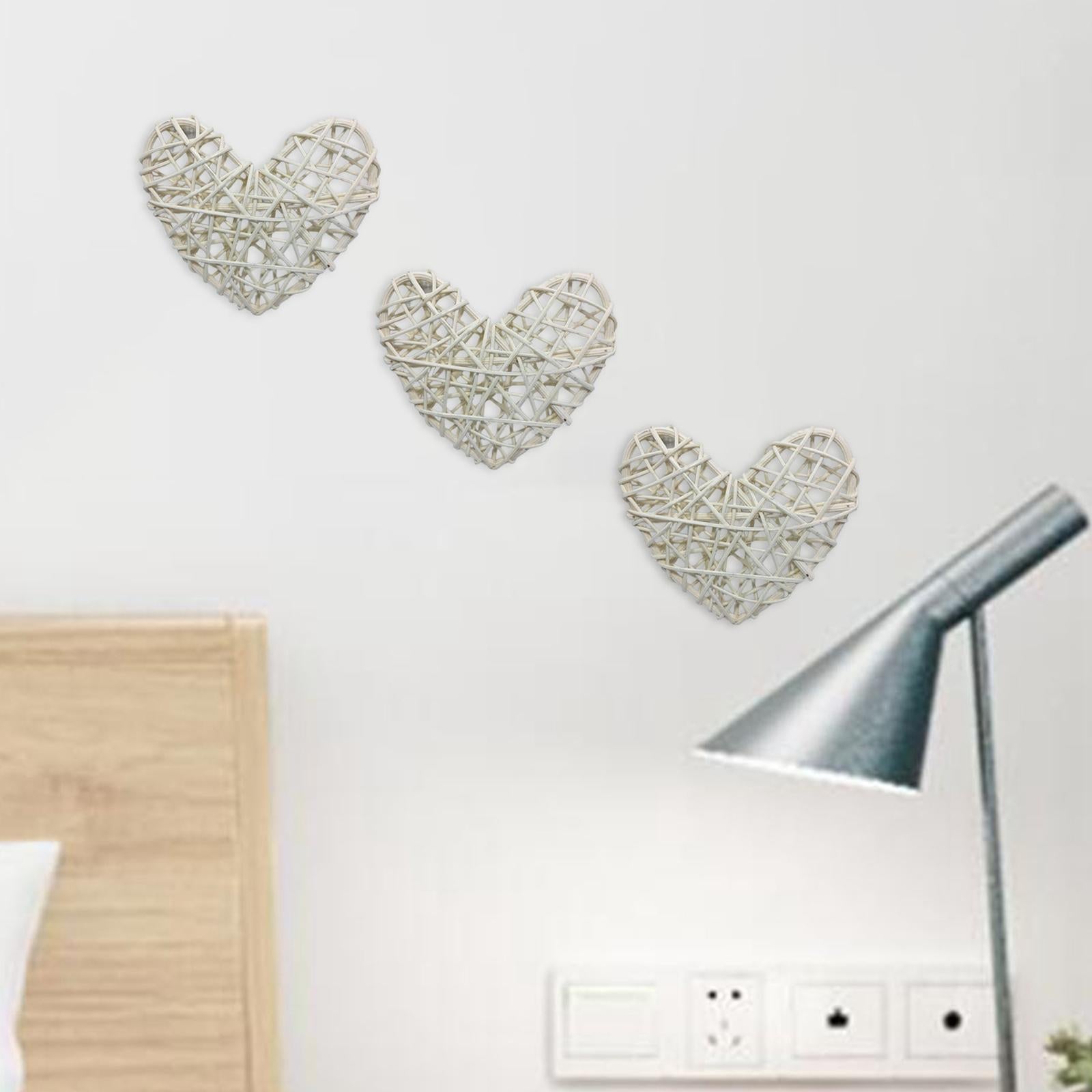 2x10Pcs Heart Pendant Ornament Festival Decorative Rattan Xmas Tree Hanging