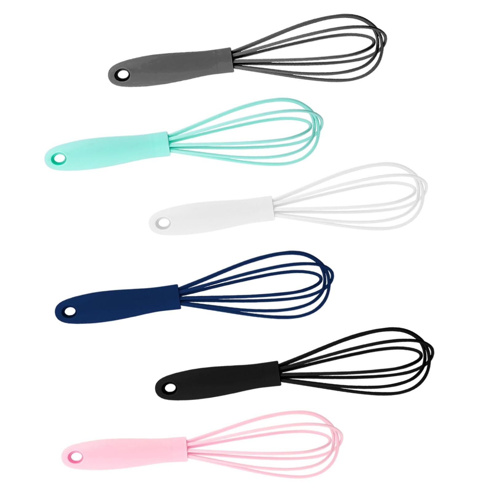 2xSilicone Whisk Kitchen Utensil Non Scratch Mixer Egg Beater Frothing Pink