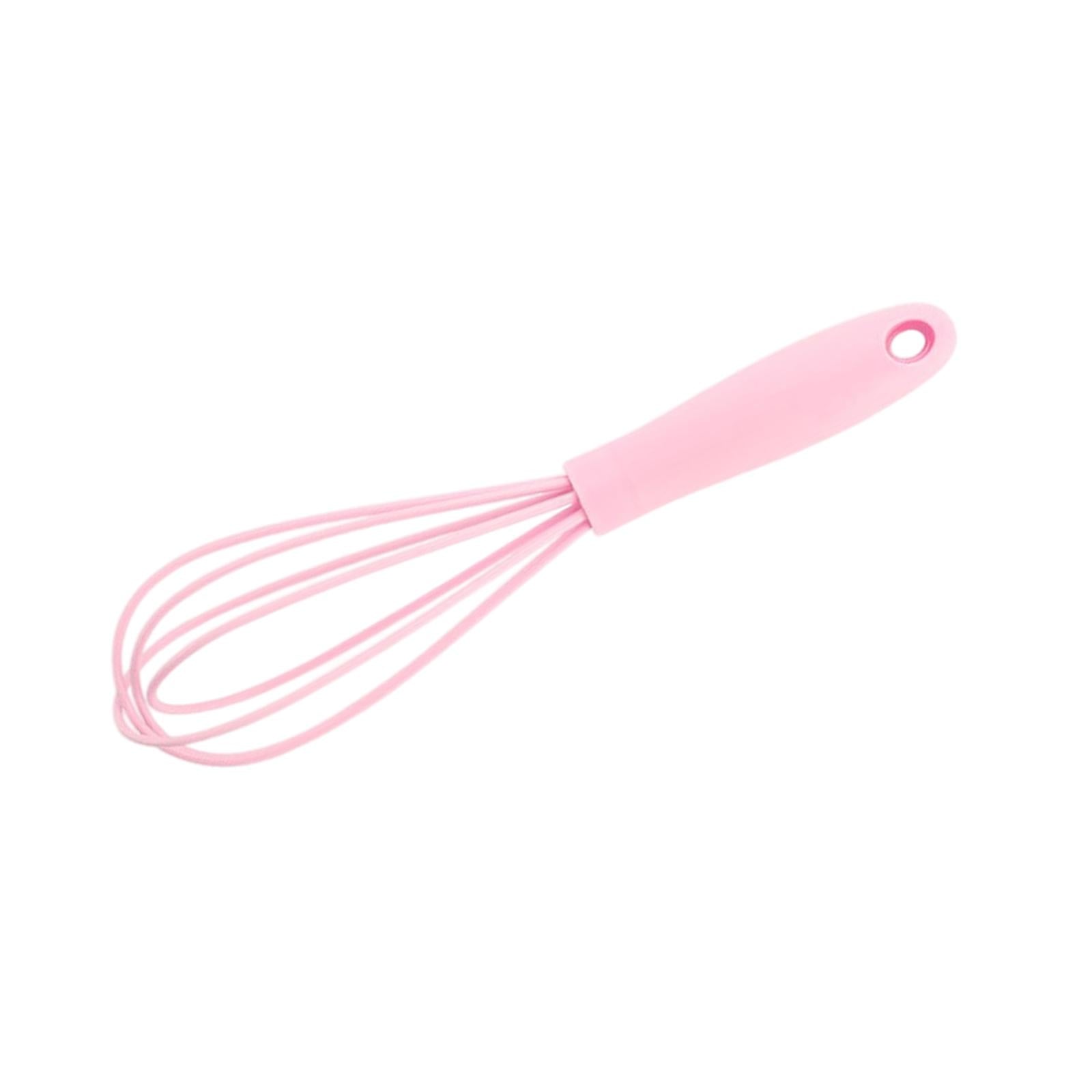 2xSilicone Whisk Kitchen Utensil Non Scratch Mixer Egg Beater Frothing Pink