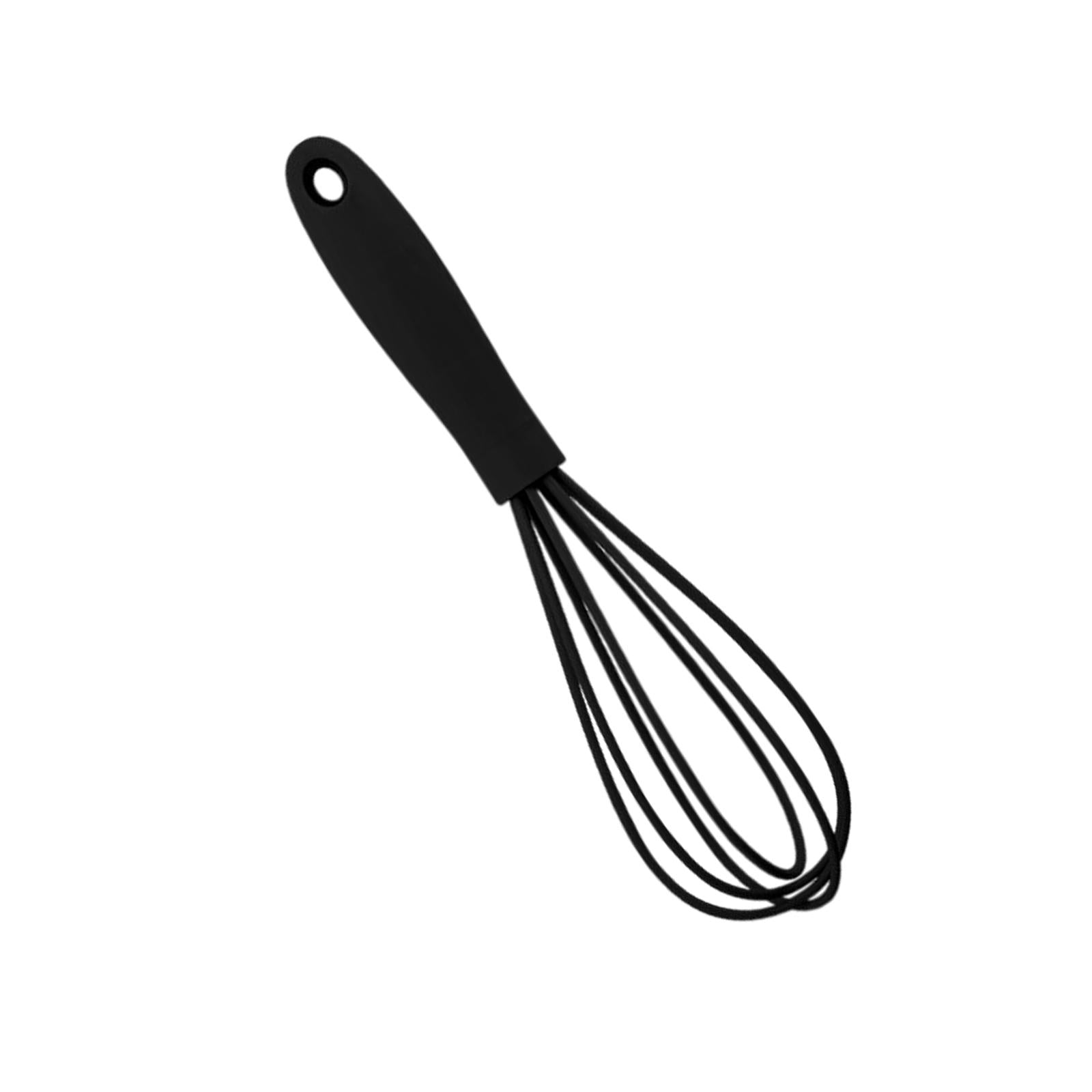 3xSilicone Whisk Kitchen Utensil Non Scratch Mixer Egg Beater Frothing Black