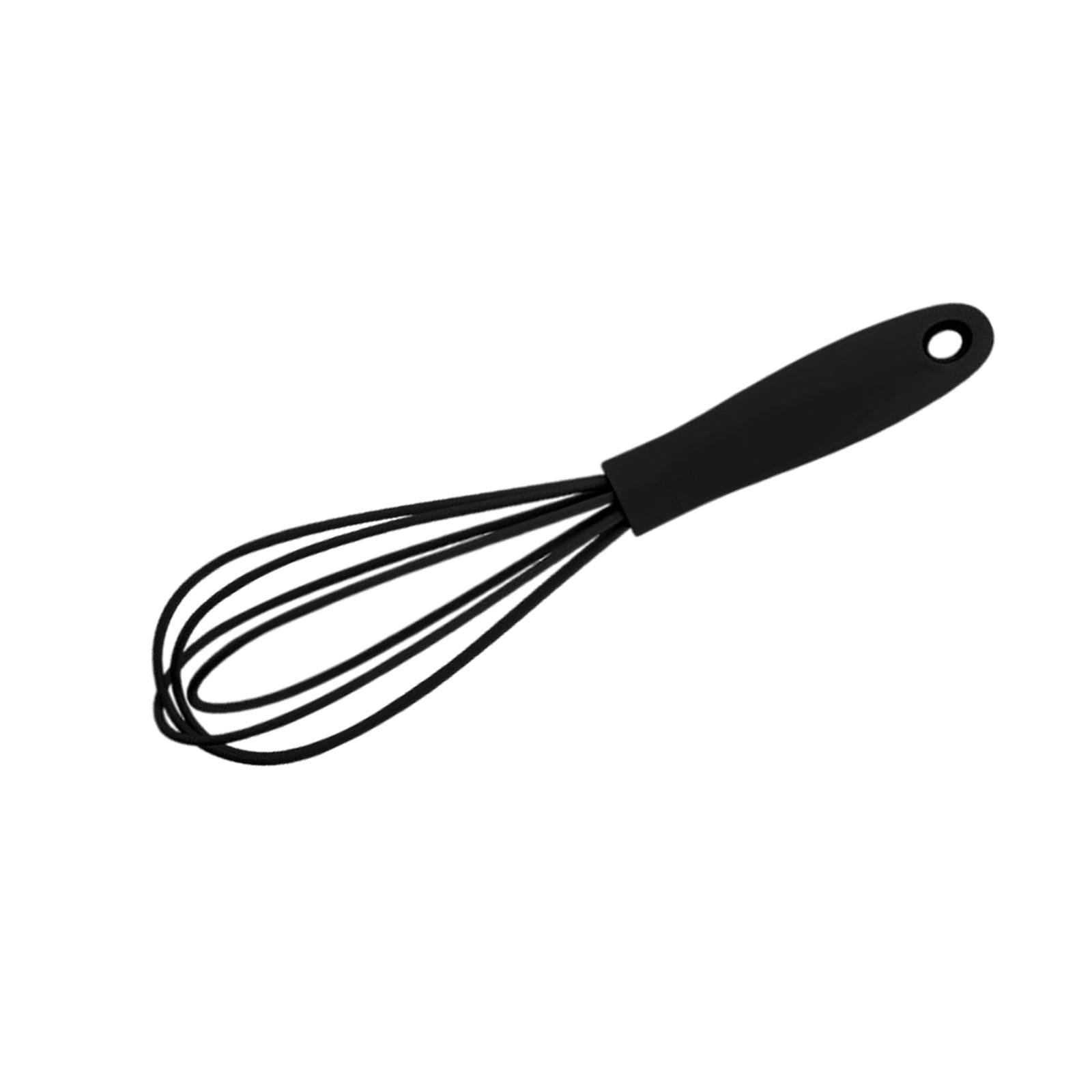 2xSilicone Whisk Kitchen Utensil Non Scratch Mixer Egg Beater Frothing Black