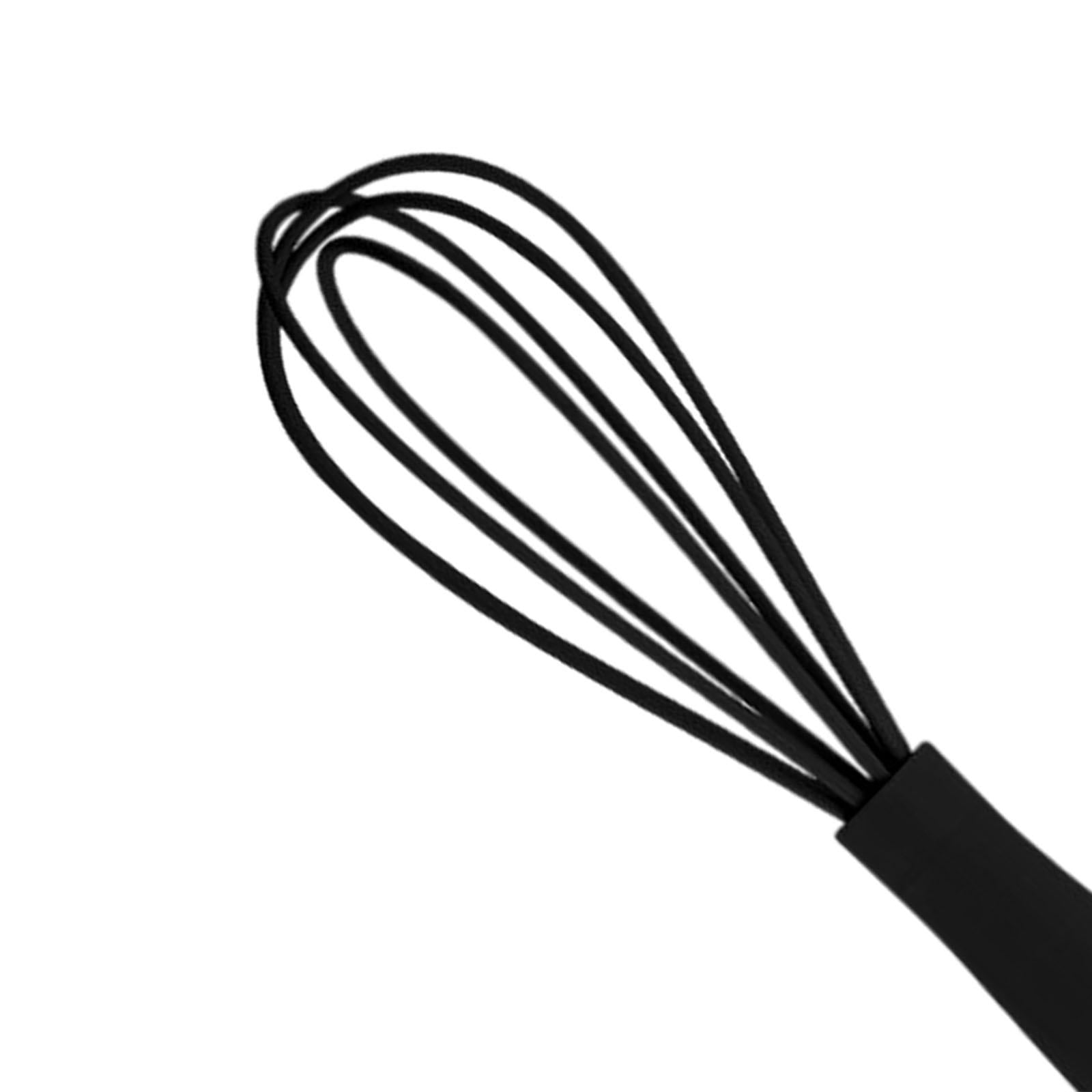 2xSilicone Whisk Kitchen Utensil Non Scratch Mixer Egg Beater Frothing Black