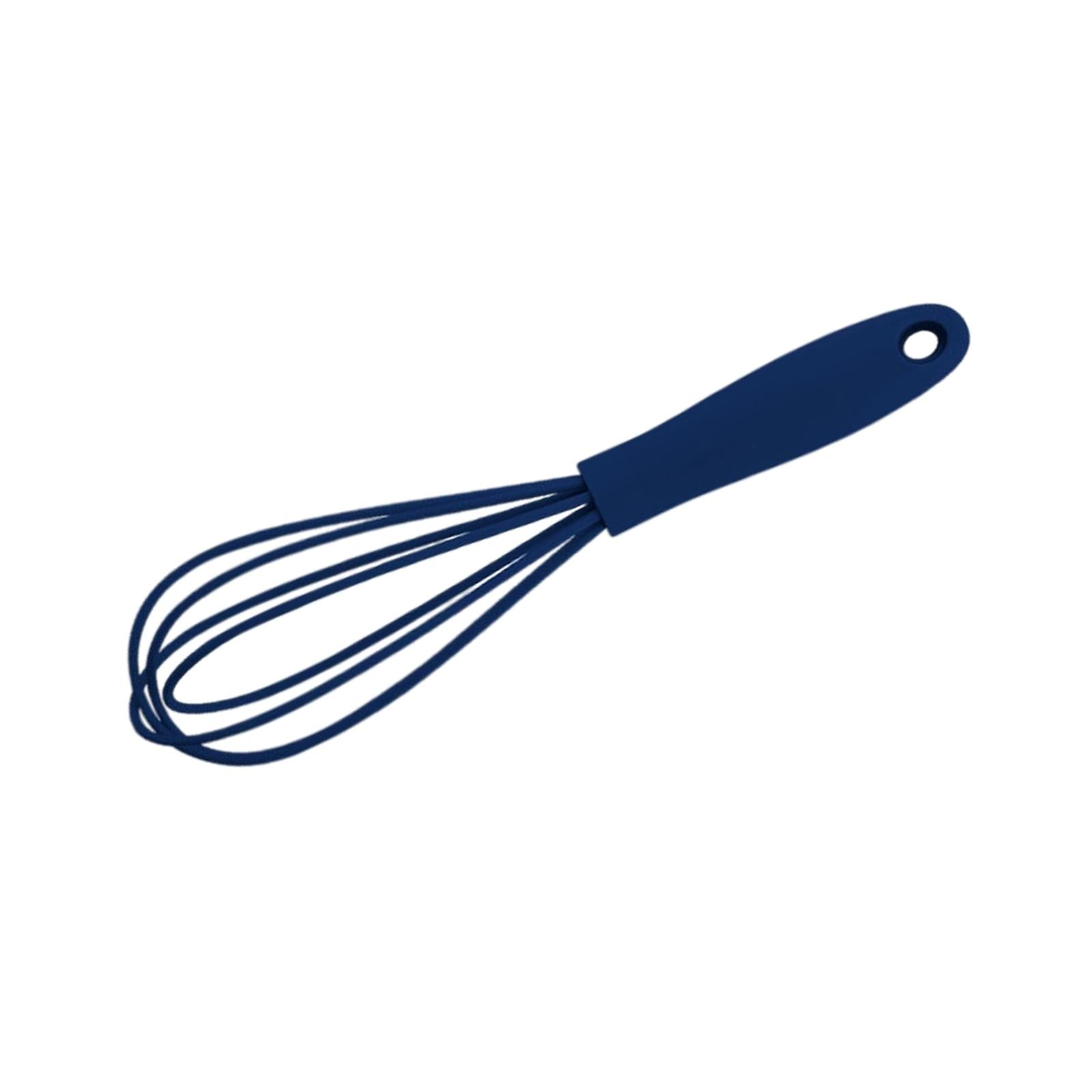 4xSilicone Whisk Kitchen Utensil Non Scratch Mixer Egg Beater Frothing Blue