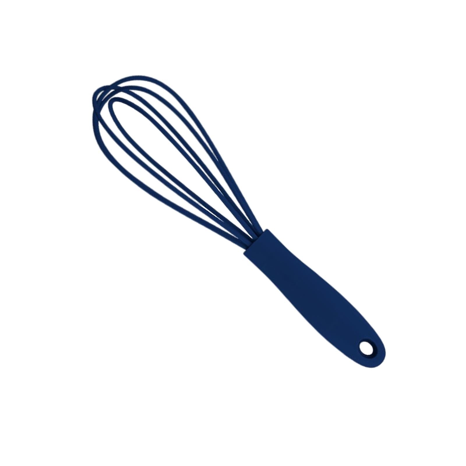 2xSilicone Whisk Kitchen Utensil Non Scratch Mixer Egg Beater Frothing Blue
