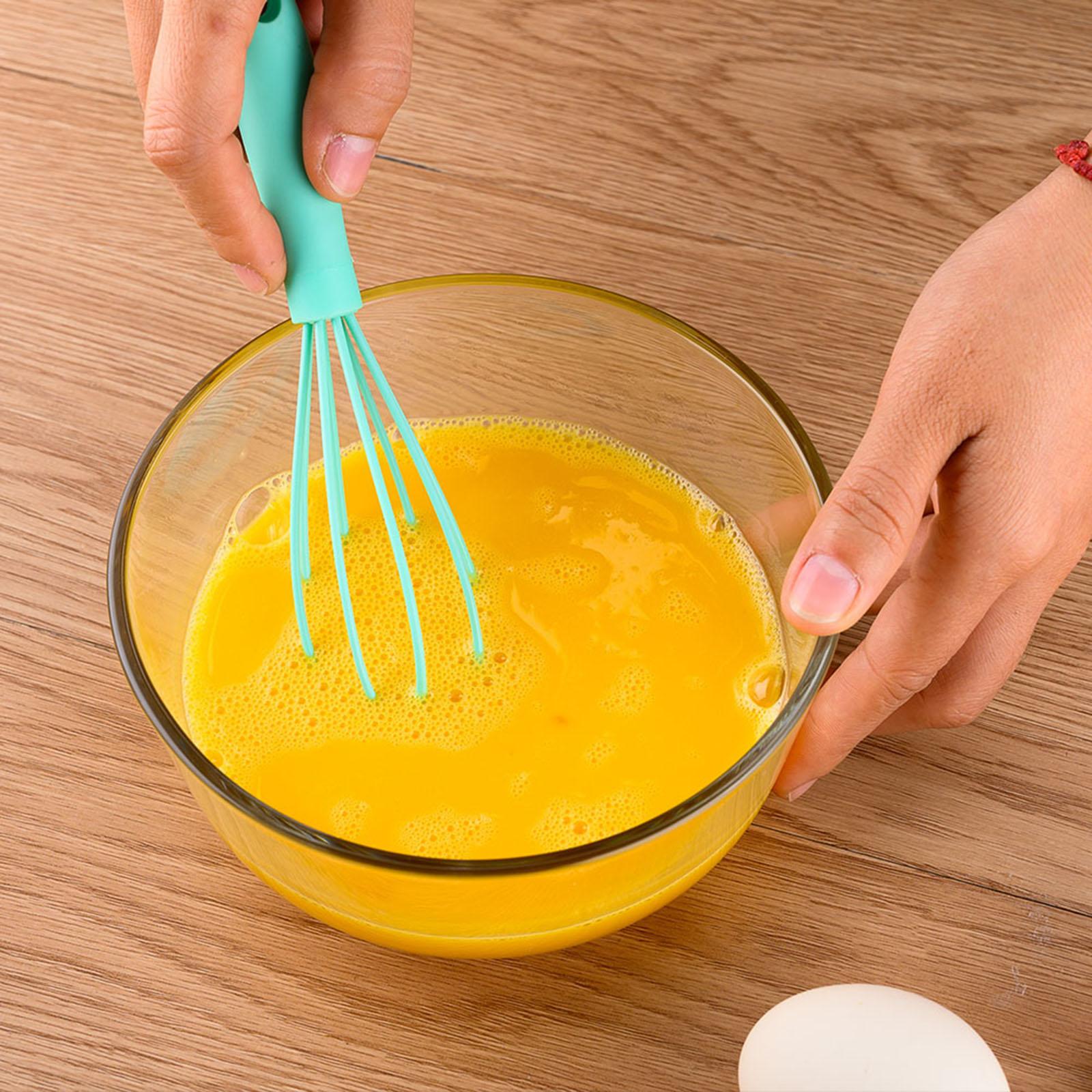 2xSilicone Whisk Kitchen Utensil Non Scratch Mixer Egg Beater Frothing Green