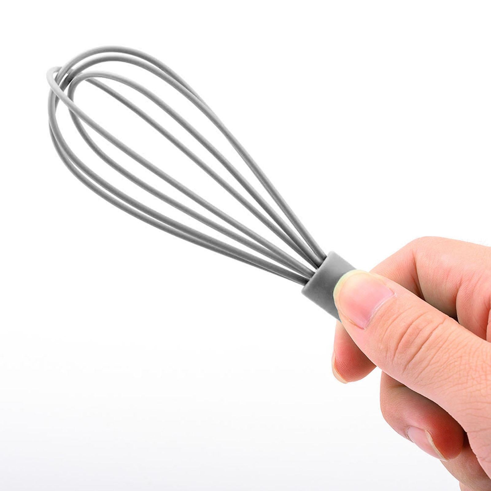 4xSilicone Whisk Kitchen Utensil Non Scratch Mixer Egg Beater Frothing Gray