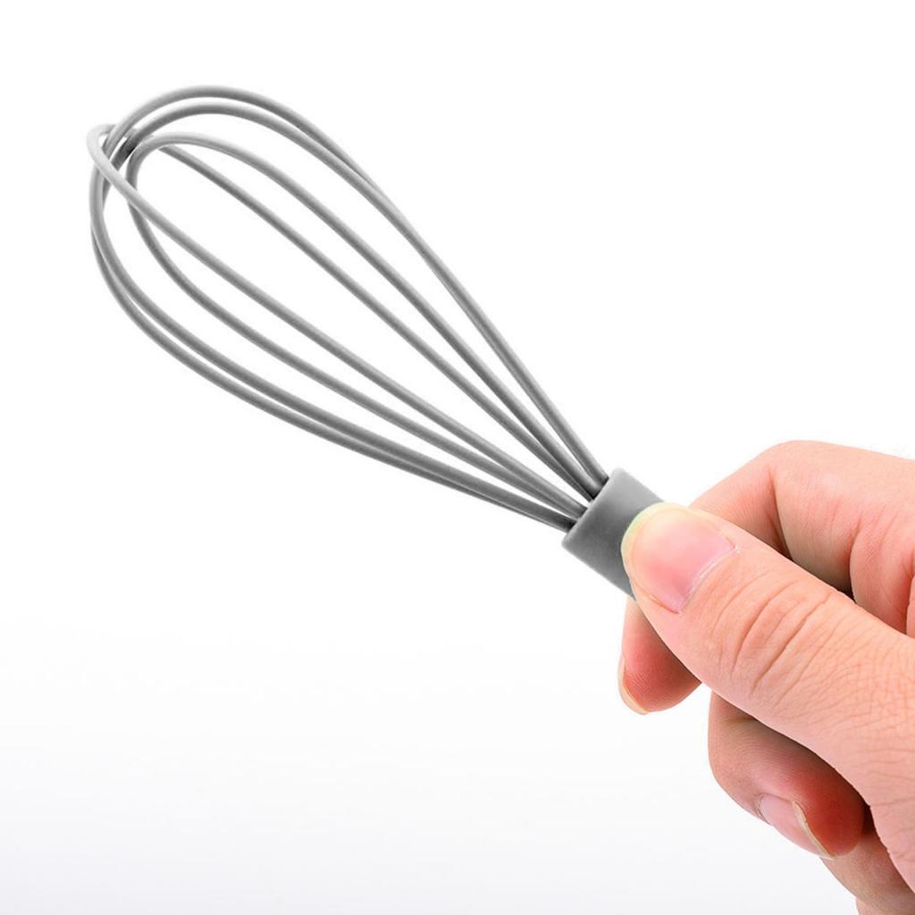 2xSilicone Whisk Kitchen Utensil Non Scratch Mixer Egg Beater Frothing Gray