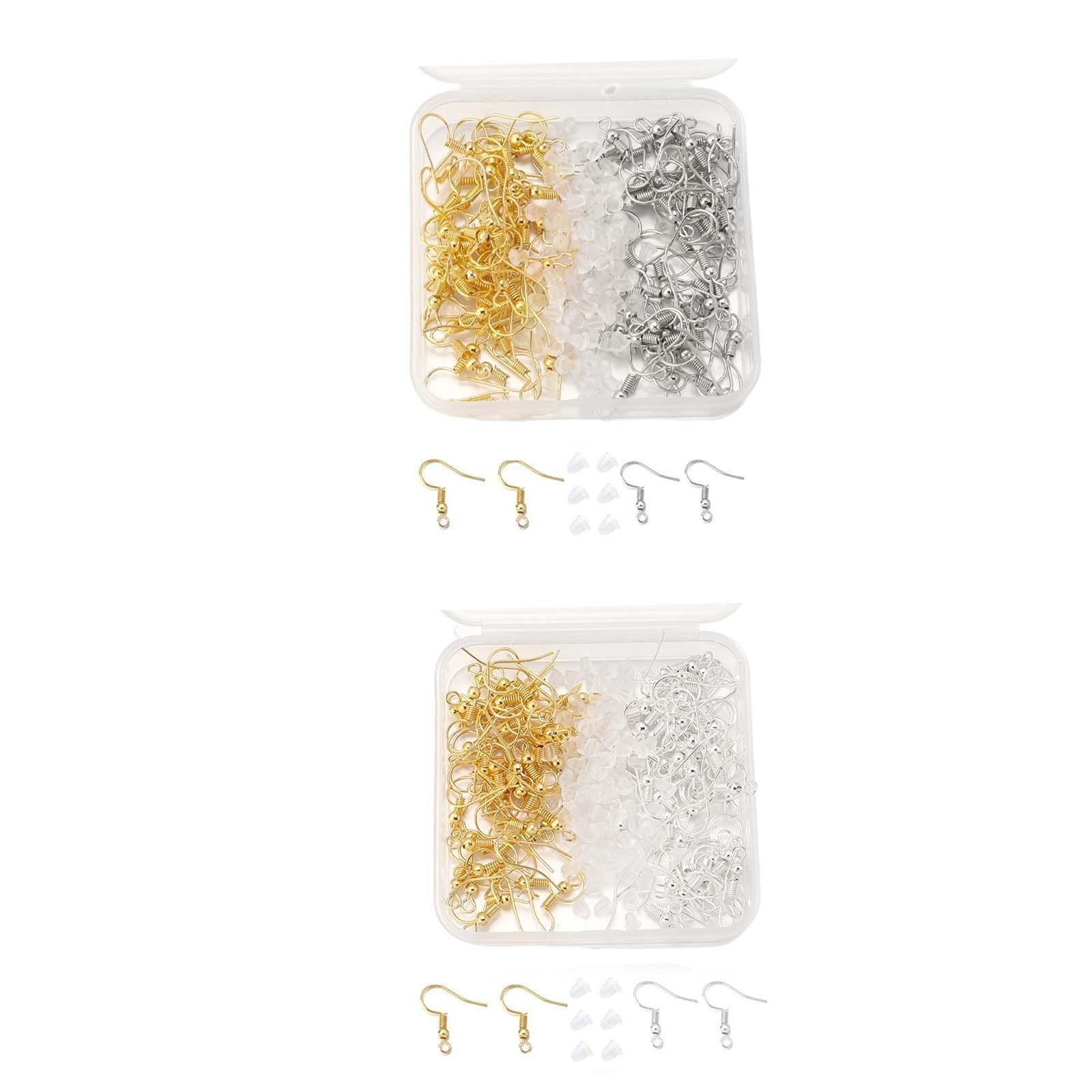 4xEarring Hooks DIY Jewelry Making Supplies Earring Backs Stoppers Silver