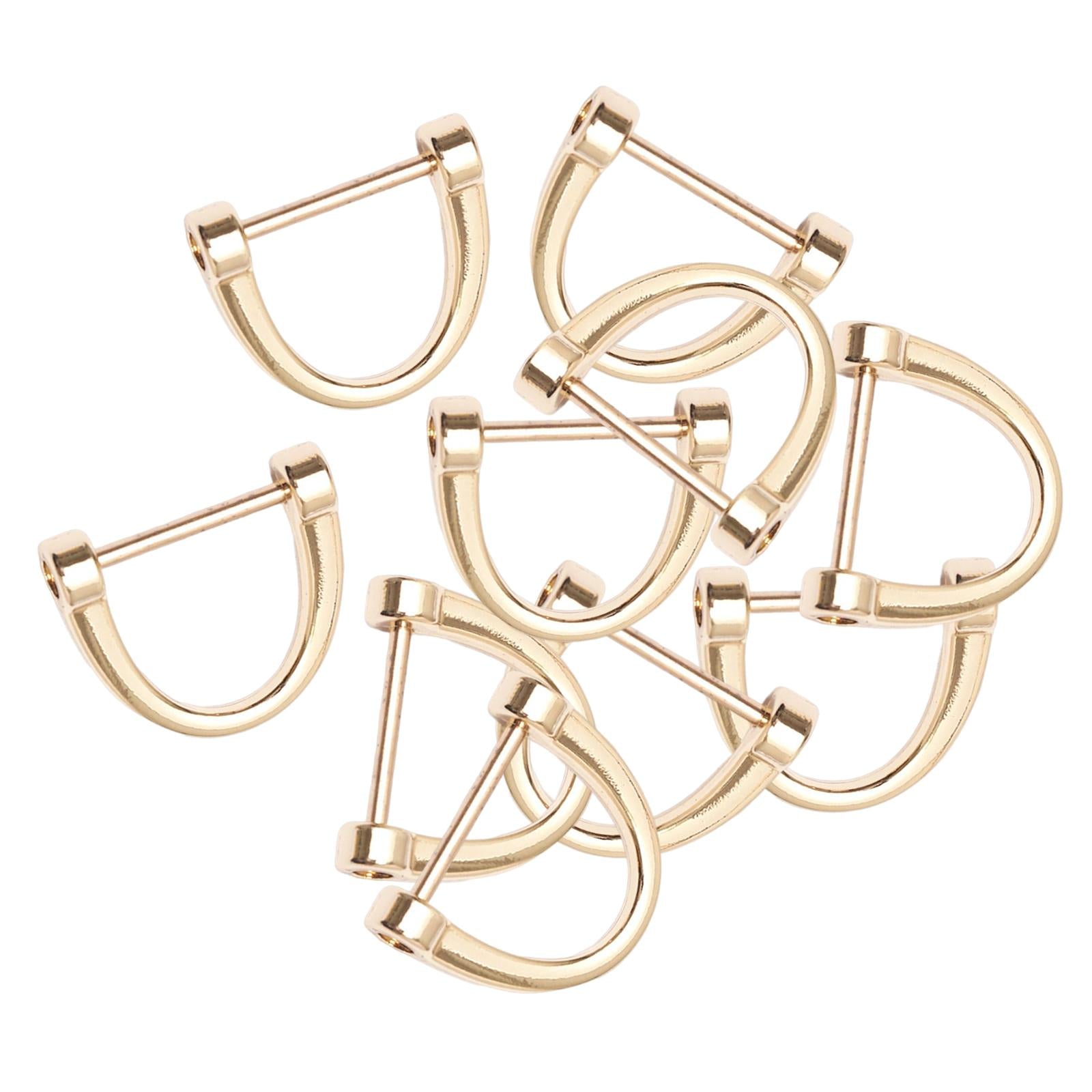 4x10 Pieces D Rings Keychain Horseshoe Buckles for DIY Backpacks Replacement Golden