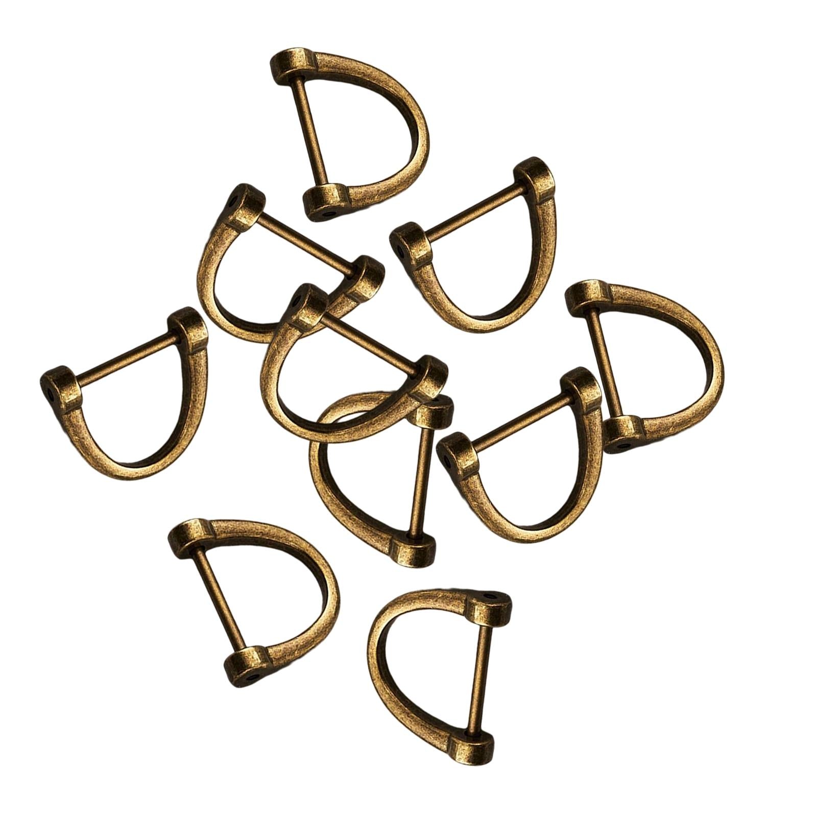 2x10 Pieces D Rings Keychain Horseshoe Buckles for DIY Backpacks Replacement Copper Colors