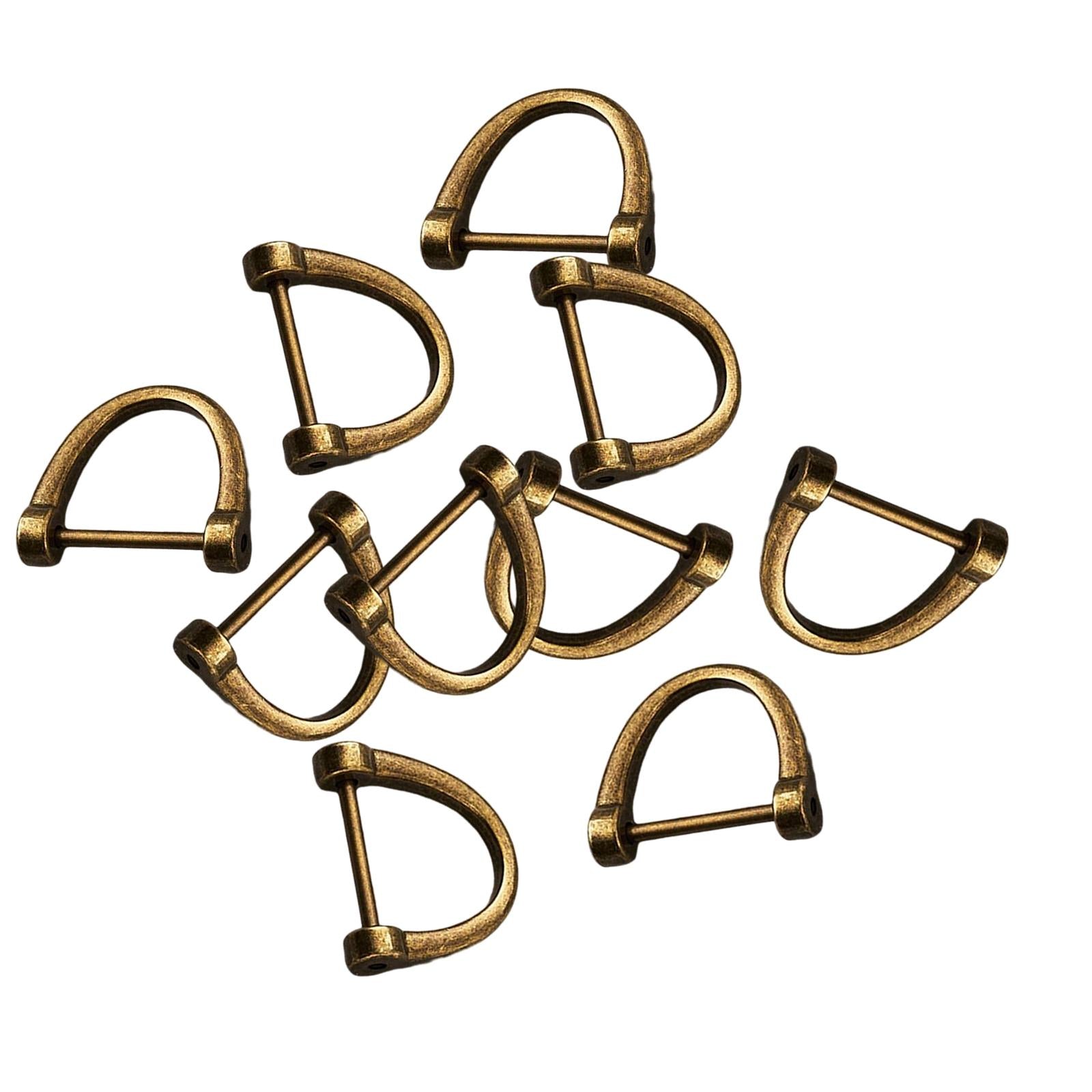 2x10 Pieces D Rings Keychain Horseshoe Buckles for DIY Backpacks Replacement Copper Colors
