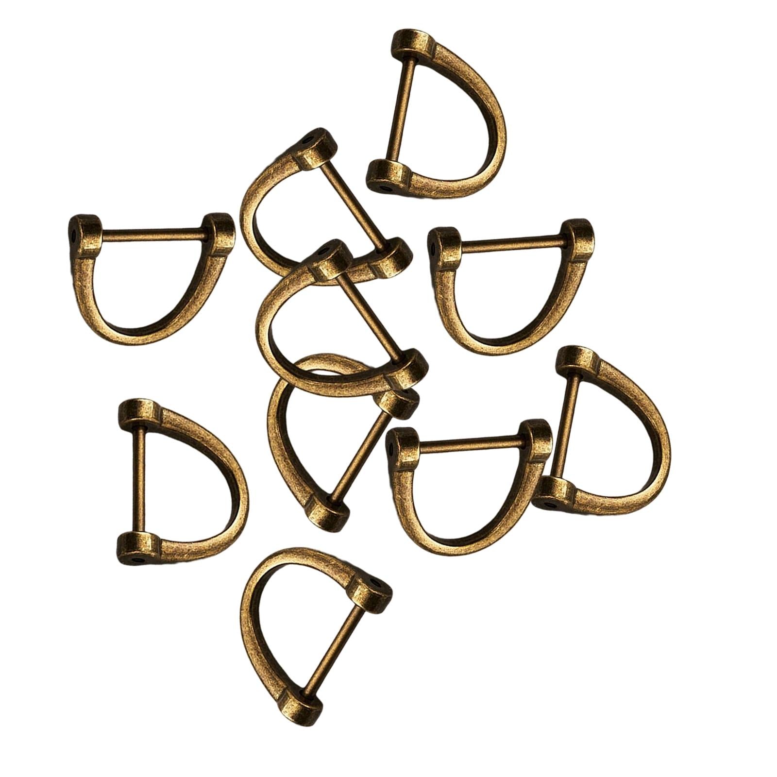 2x10 Pieces D Rings Keychain Horseshoe Buckles for DIY Backpacks Replacement Copper Colors