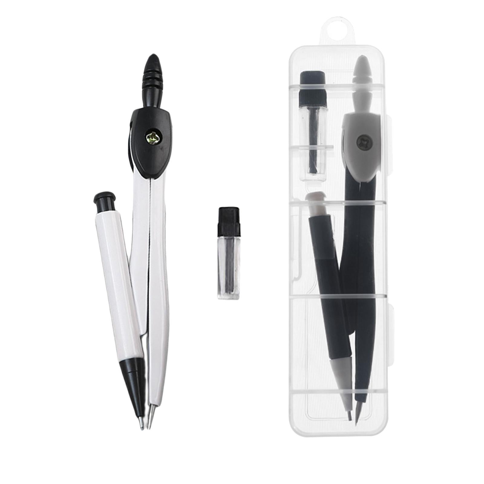 3xProfessional Compass for Geometry, Metal Compasses Circle Drawing Tool White