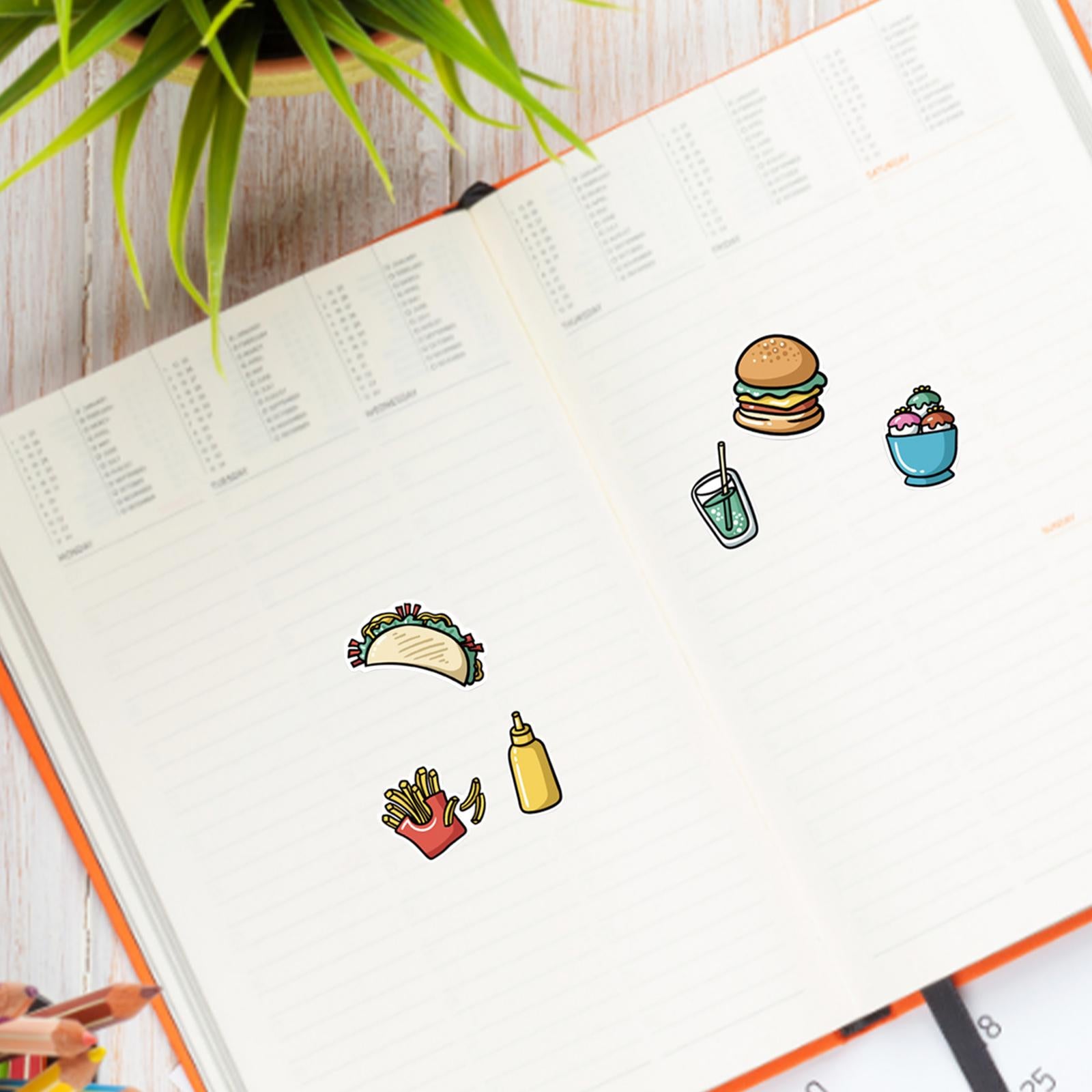 2x44Pcs Colorful Mixed Food Cartoon Stickers DIY Waterproof Fridge Decal