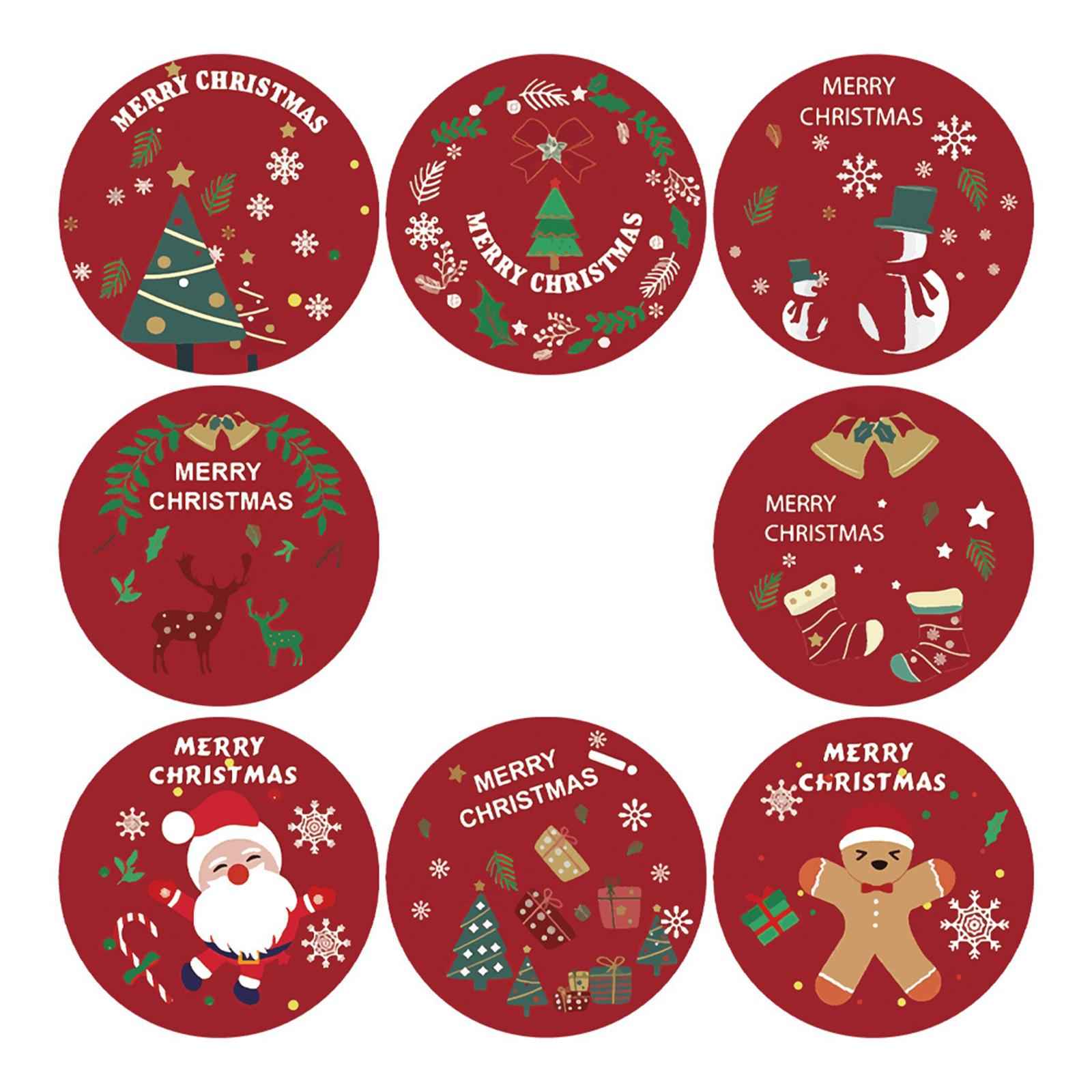 500 Pieces Merry Christmas Stickers Round for Package Holiday Decoration 1inch