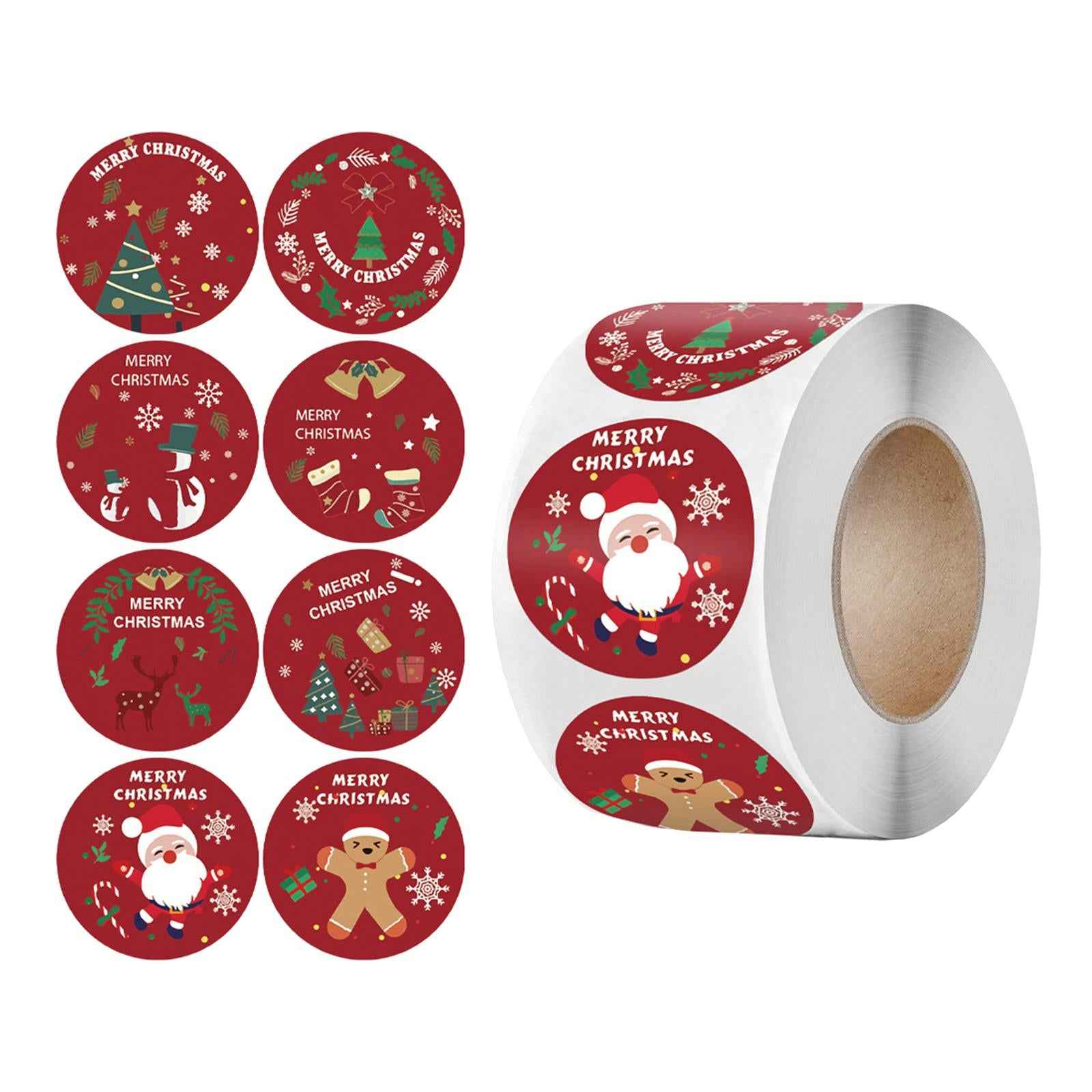 500 Pieces Merry Christmas Stickers Round for Package Holiday Decoration 1inch