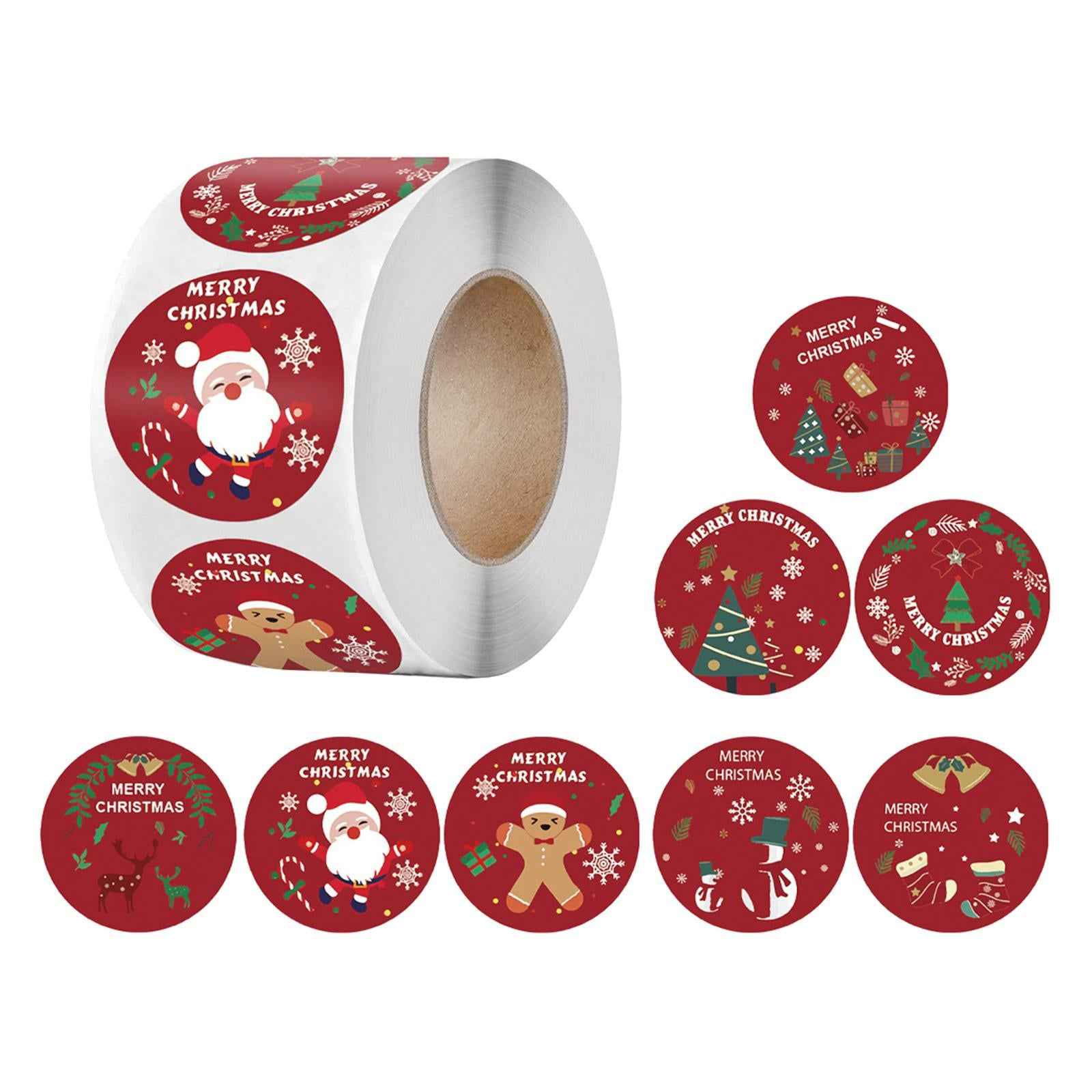 500 Pieces Merry Christmas Stickers Round for Package Holiday Decoration 1inch