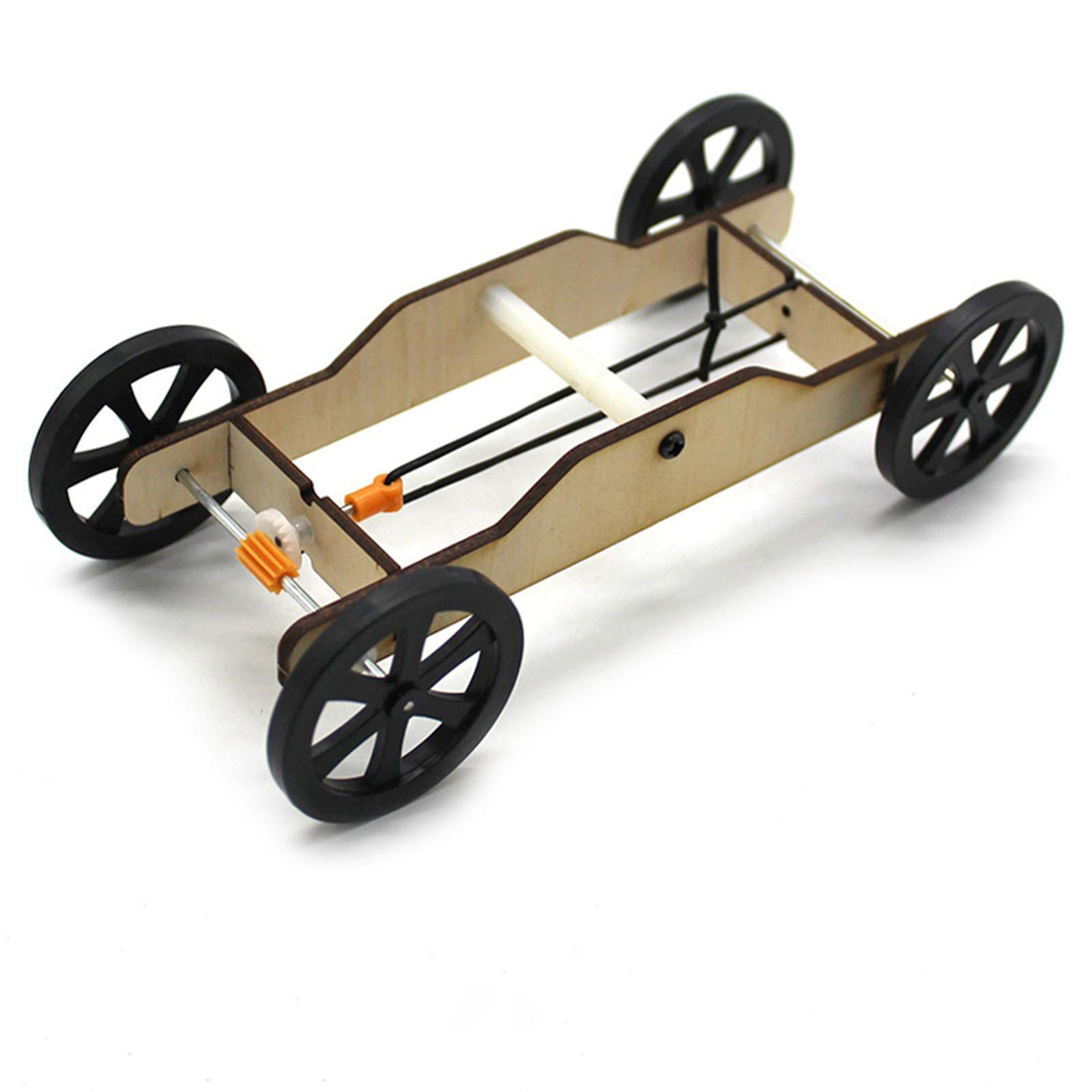 4xWood DIY Car Model Kits Physics Science Cognitive Toys 17cmx7.5cmx4.4cm