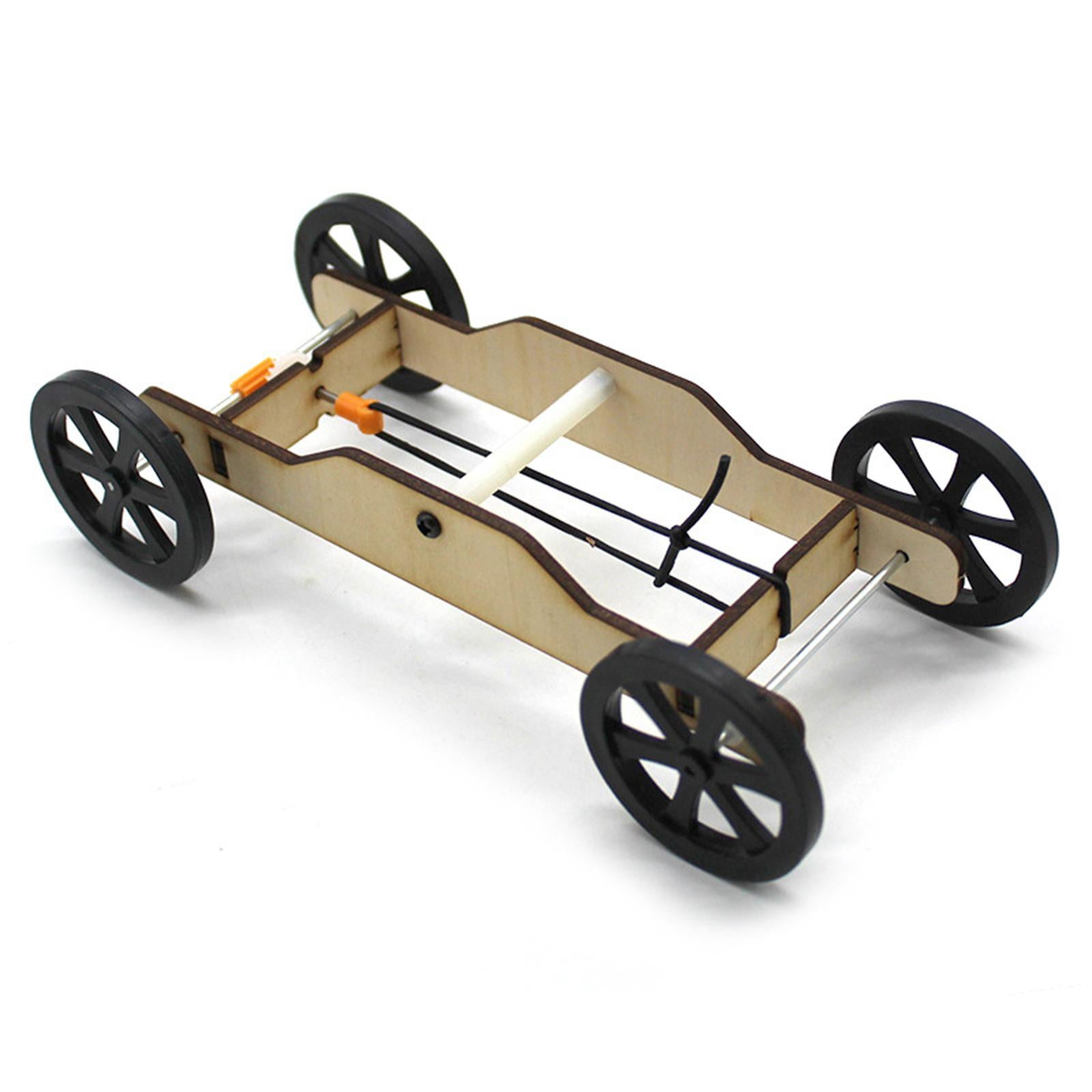 4xWood DIY Car Model Kits Physics Science Cognitive Toys 17cmx7.5cmx4.4cm