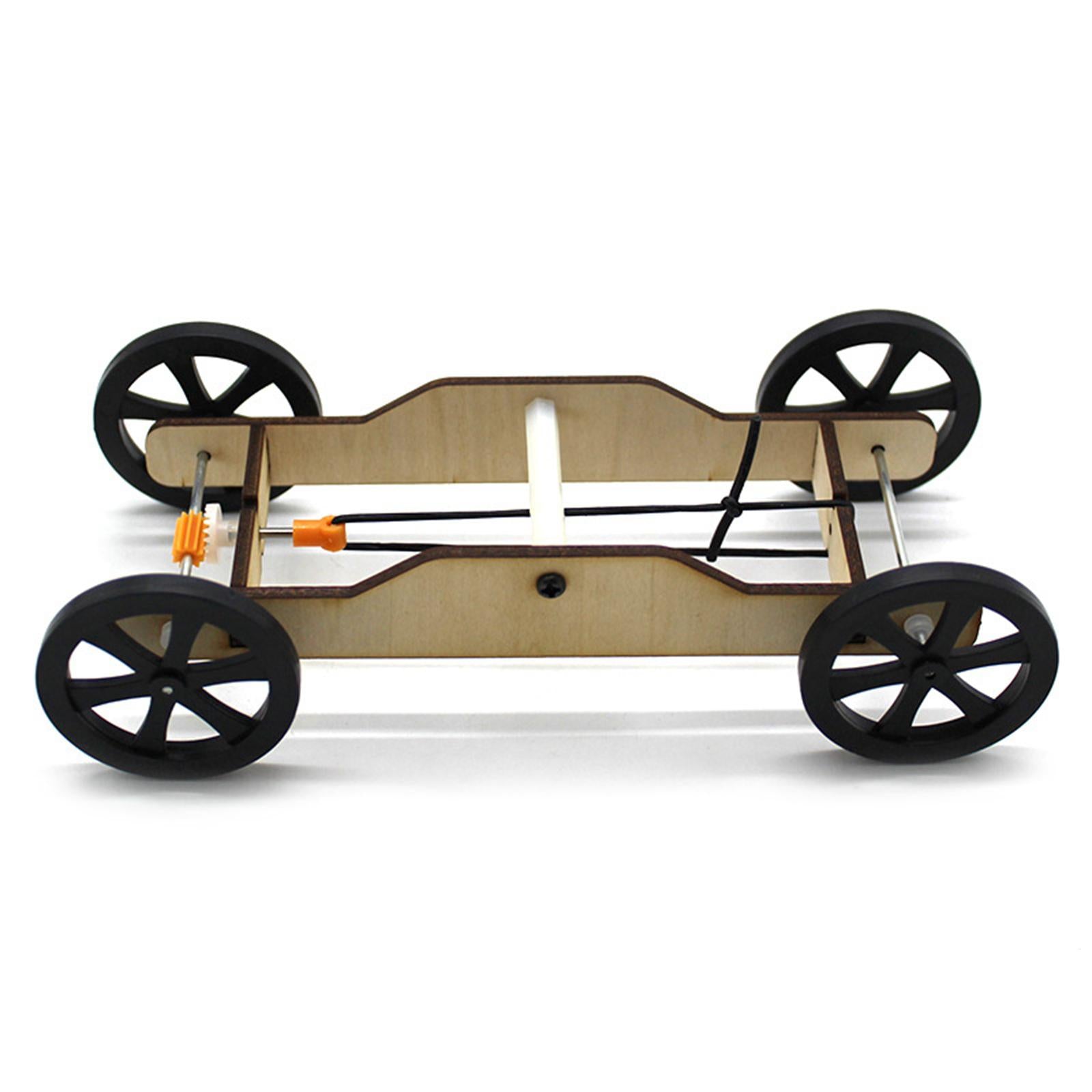 4xWood DIY Car Model Kits Physics Science Cognitive Toys 17cmx7.5cmx4.4cm