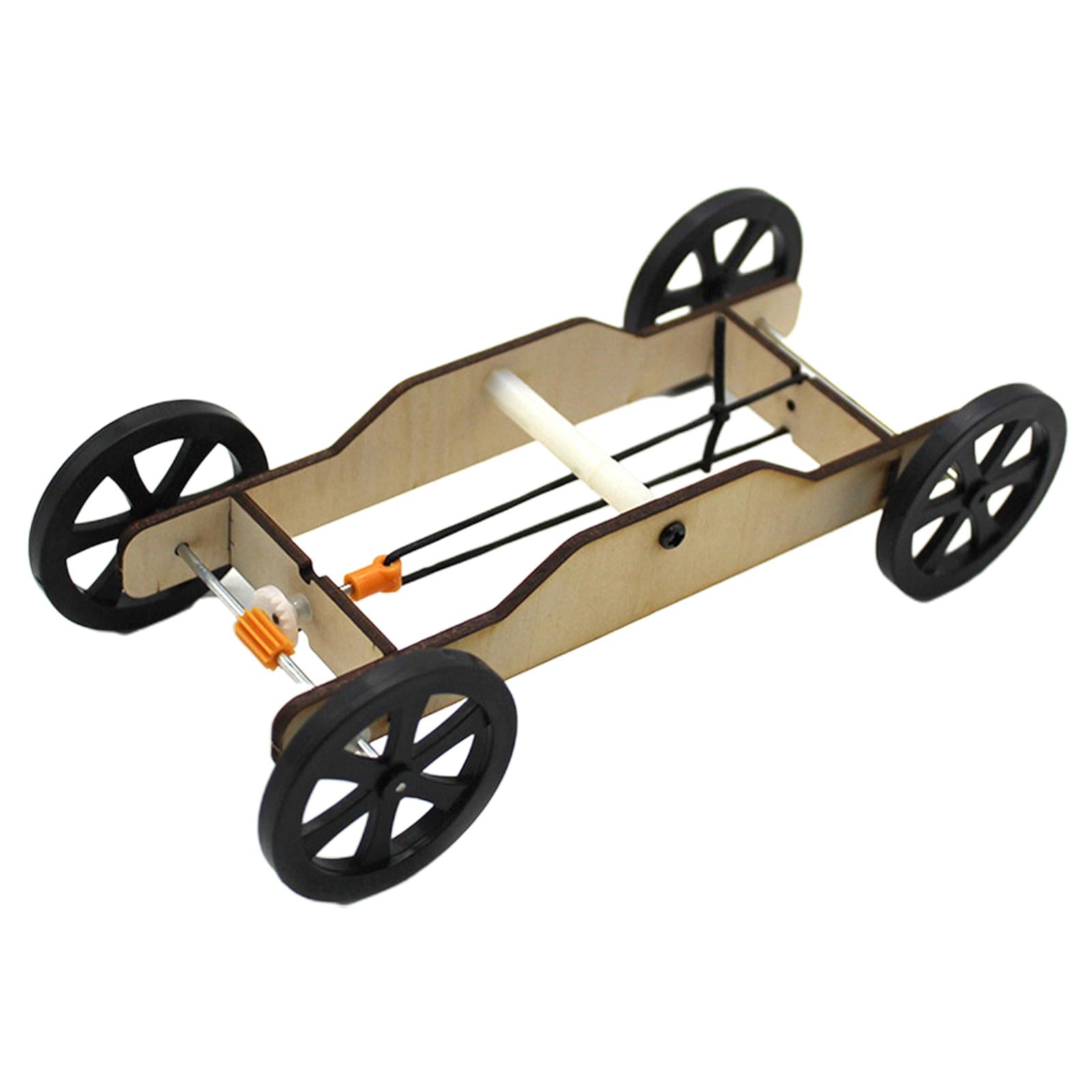 4xWood DIY Car Model Kits Physics Science Cognitive Toys 17cmx7.5cmx4.4cm